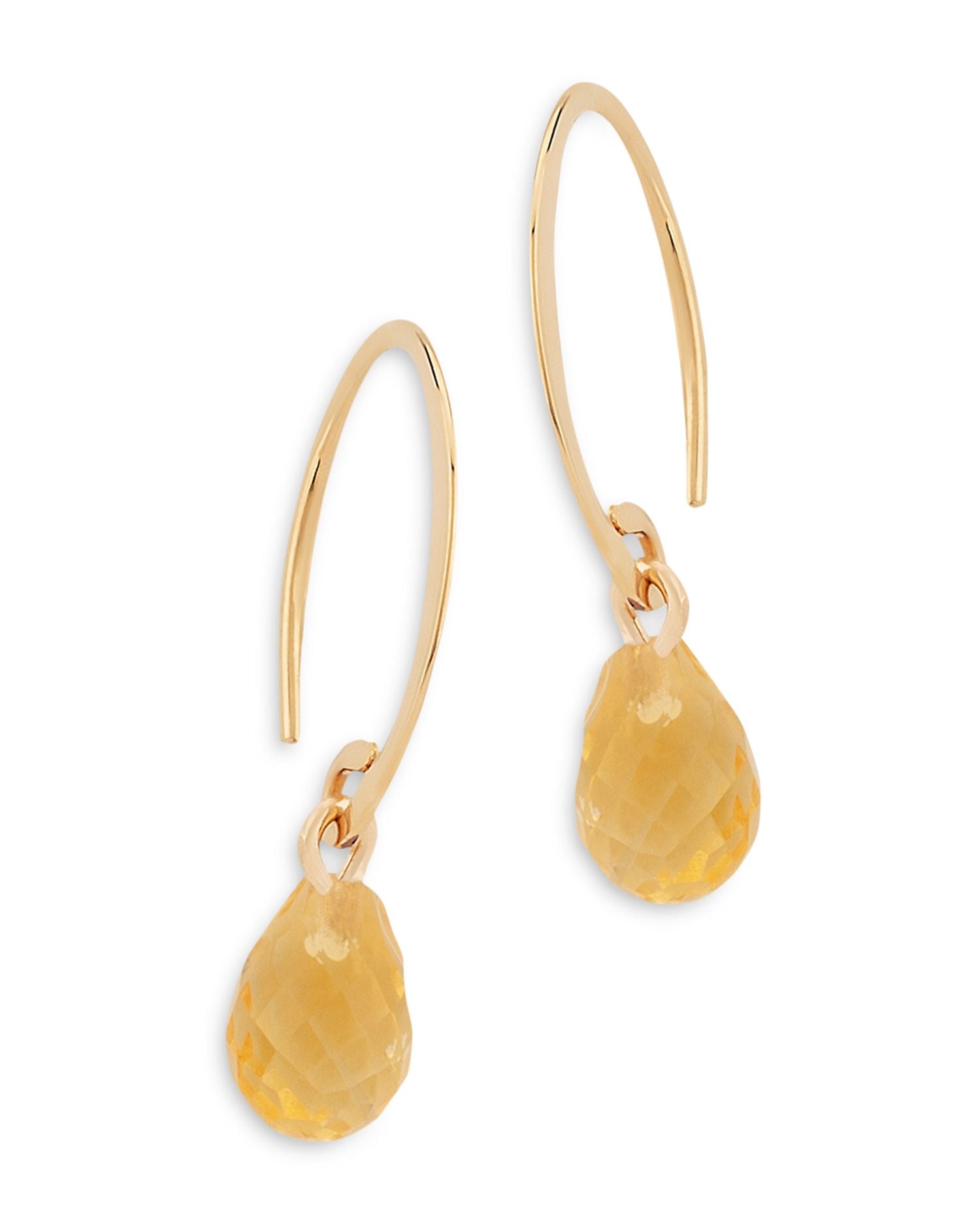 Citrine Briolette Mini Sweep Drop Earrings in 14K Yellow Gold - Exclusive