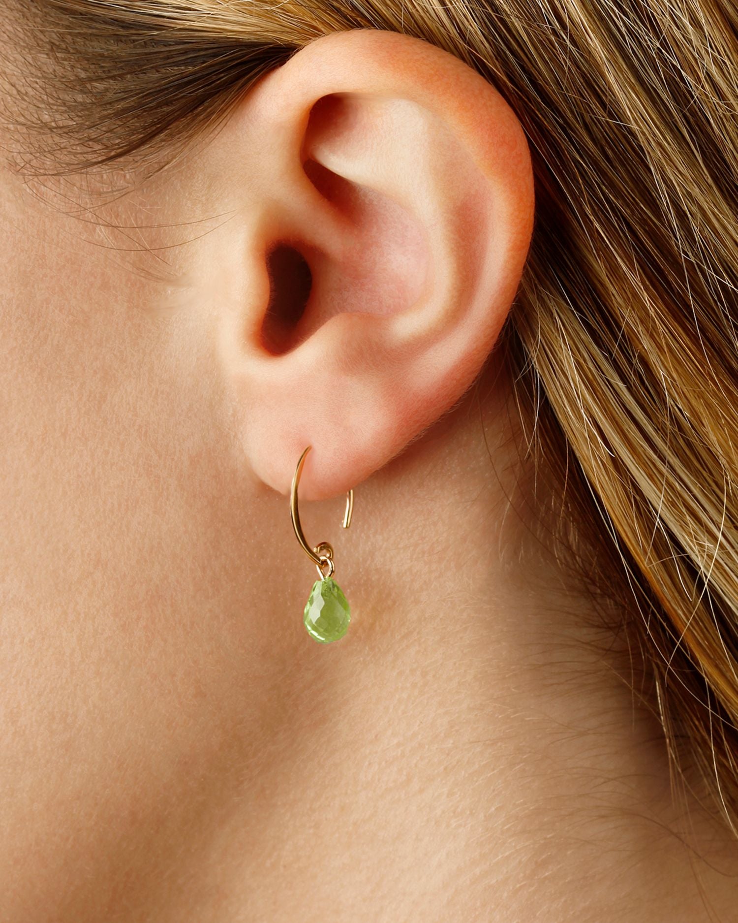 Peridot Briolette Mini Sweep Drop Earrings in 14K Yellow Gold - Exclusive