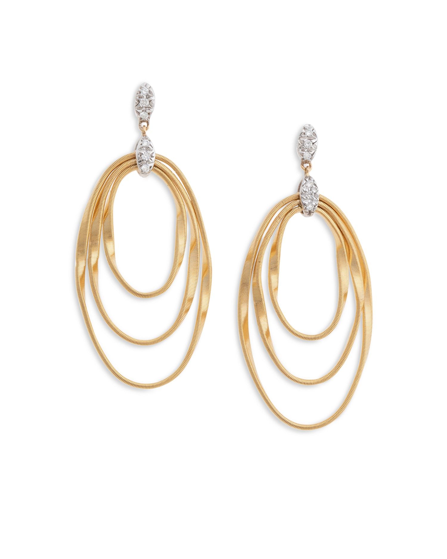 18K Yellow Gold Onde Triple Loop Post Earrings