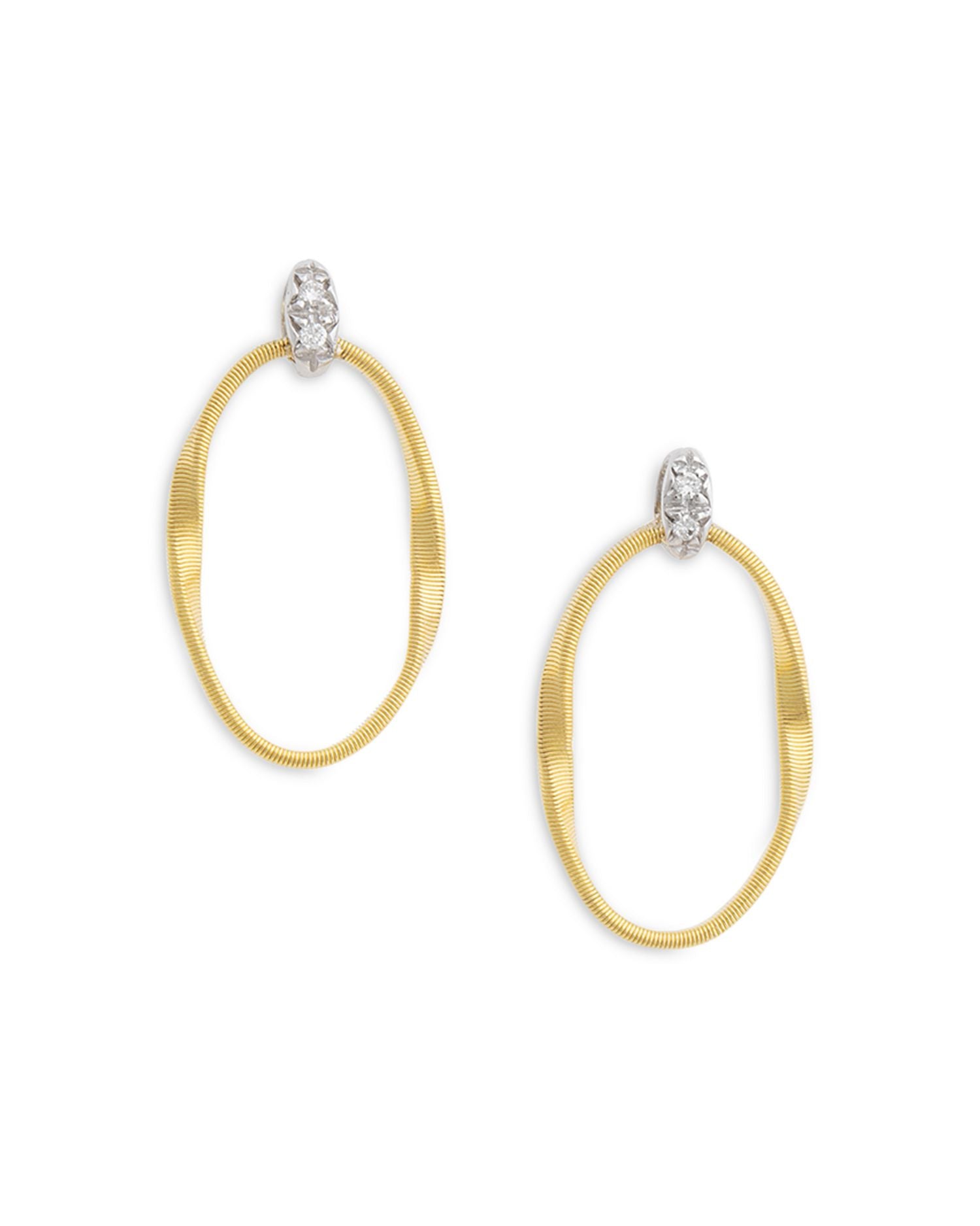 18K Yellow Gold Onde Diamond Drop Earrings
