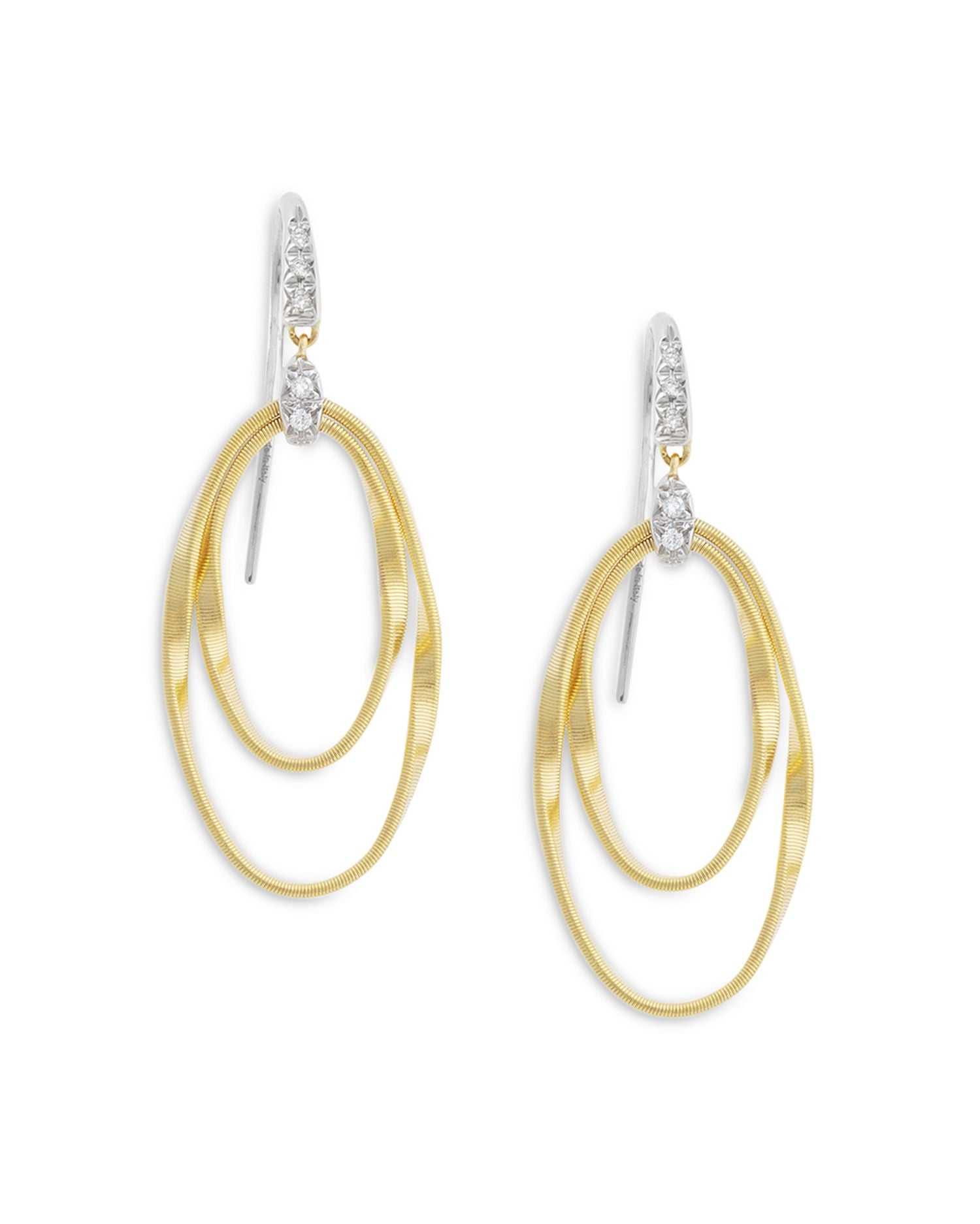 18K Yellow Gold Onde Double Loop Hook Earrings