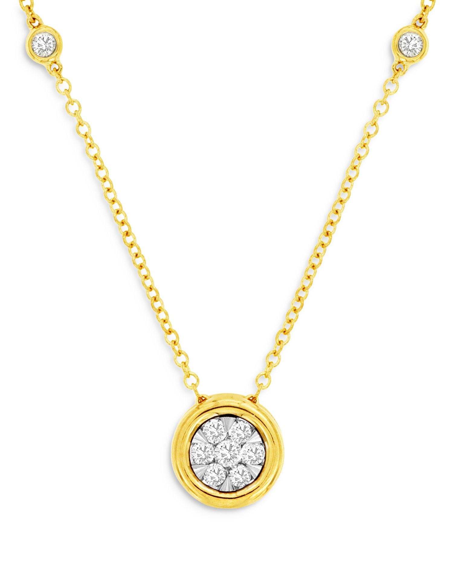 Diamond Station Pendant Necklace in 14K Yellow Gold, 0.25 ct. t.w. - Exclusive