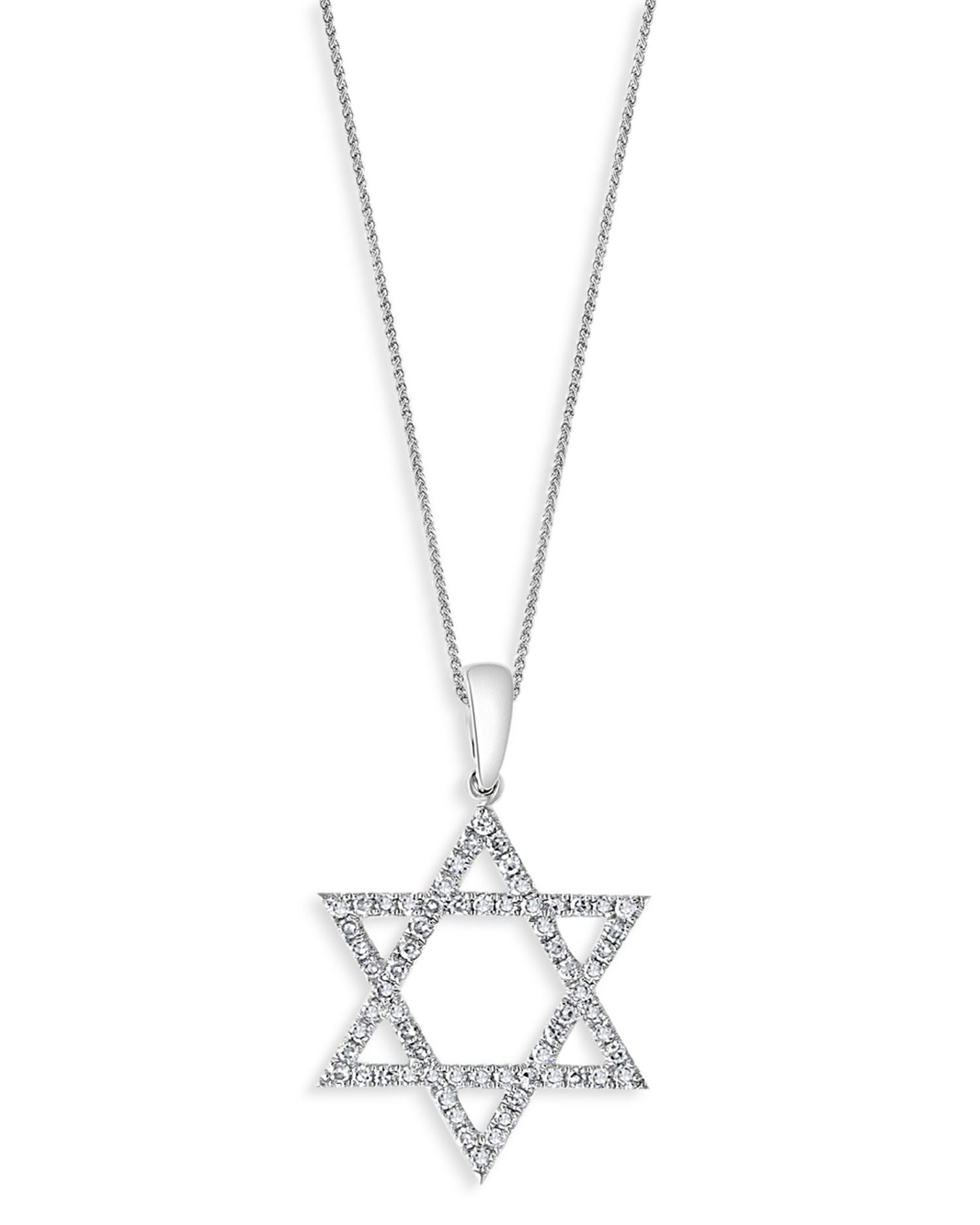 Diamond Star of David Pendant Necklace in 14K White Gold, 0.25 ct. t.w. - Exclusive
