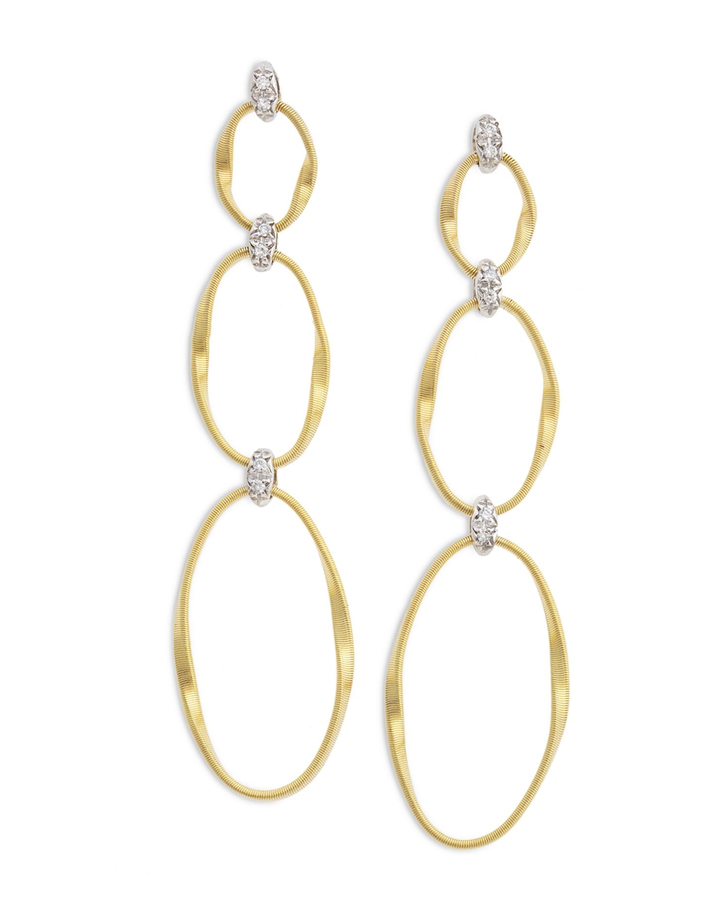 18K Yellow Gold Onde Triple Link Post Earrings