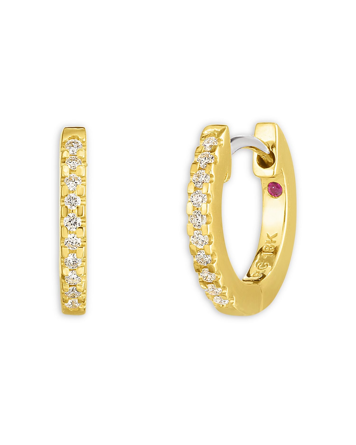 18K Yellow Gold Perfect Extra Small Diamond Hoop Earrings