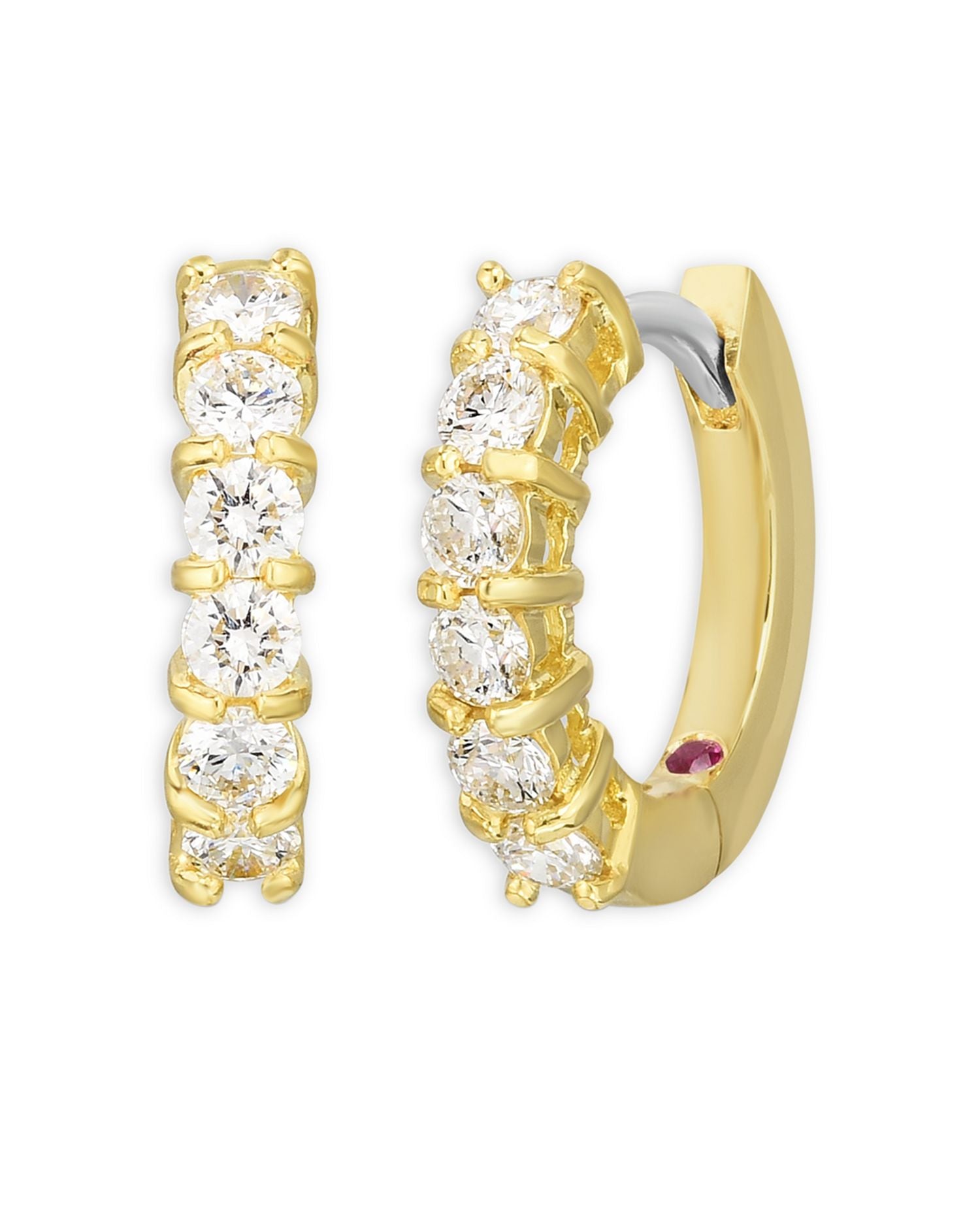18K Yellow Gold Perfect Diamond Hoop Earrings
