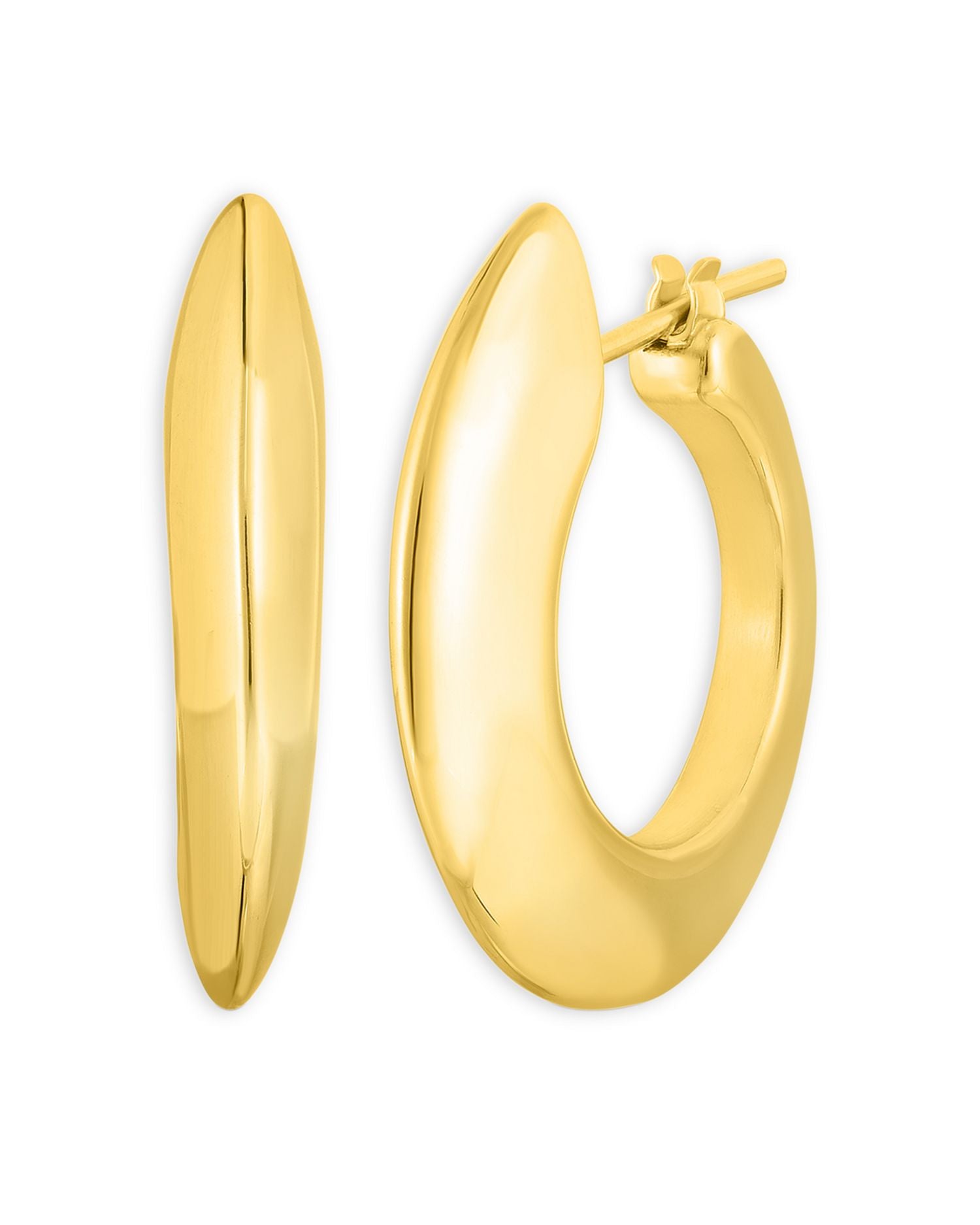 18K Yellow Gold Oro Classic Edged Hoop Earrings