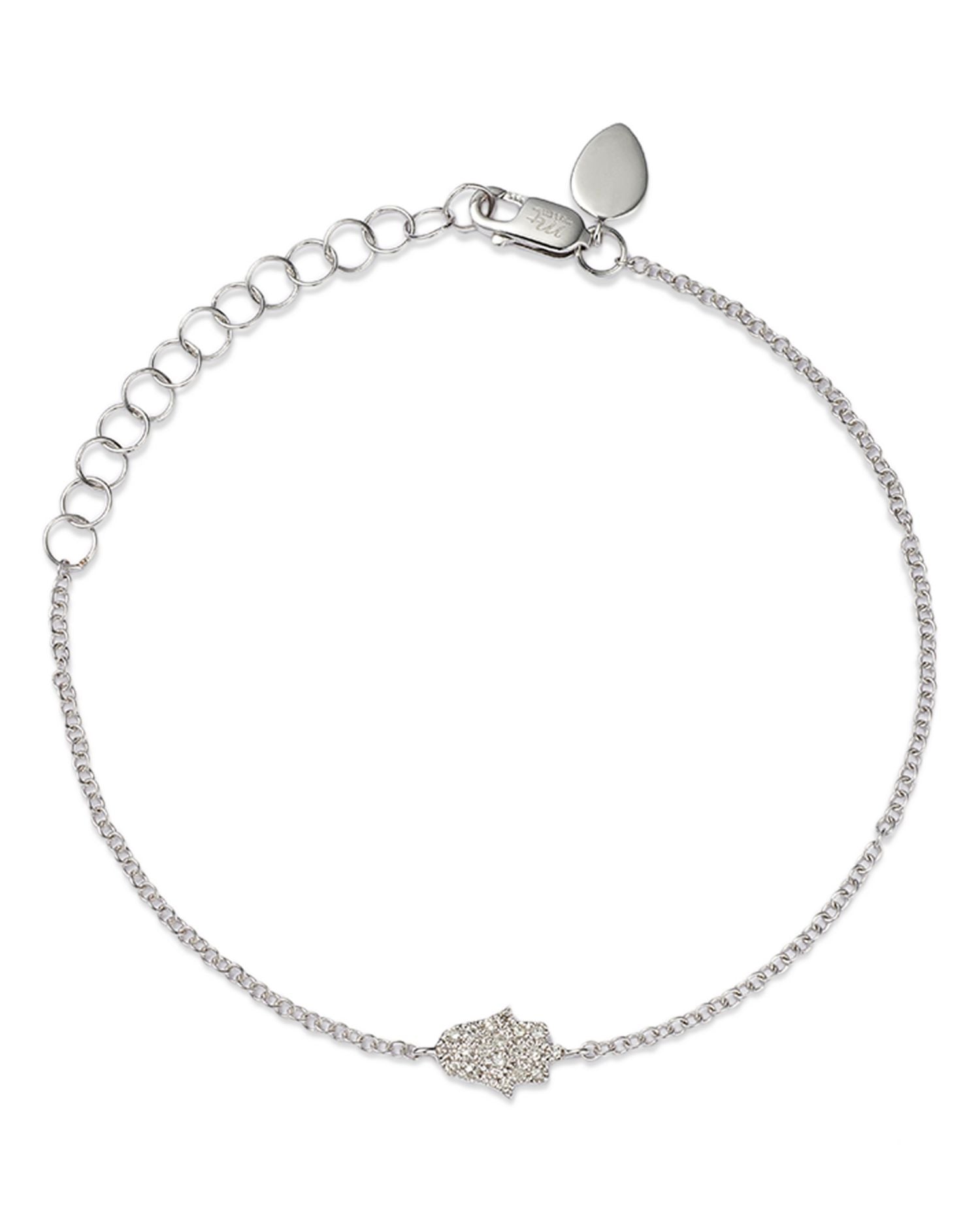 14K White Gold Diamond Pave Hamsa Bracelet