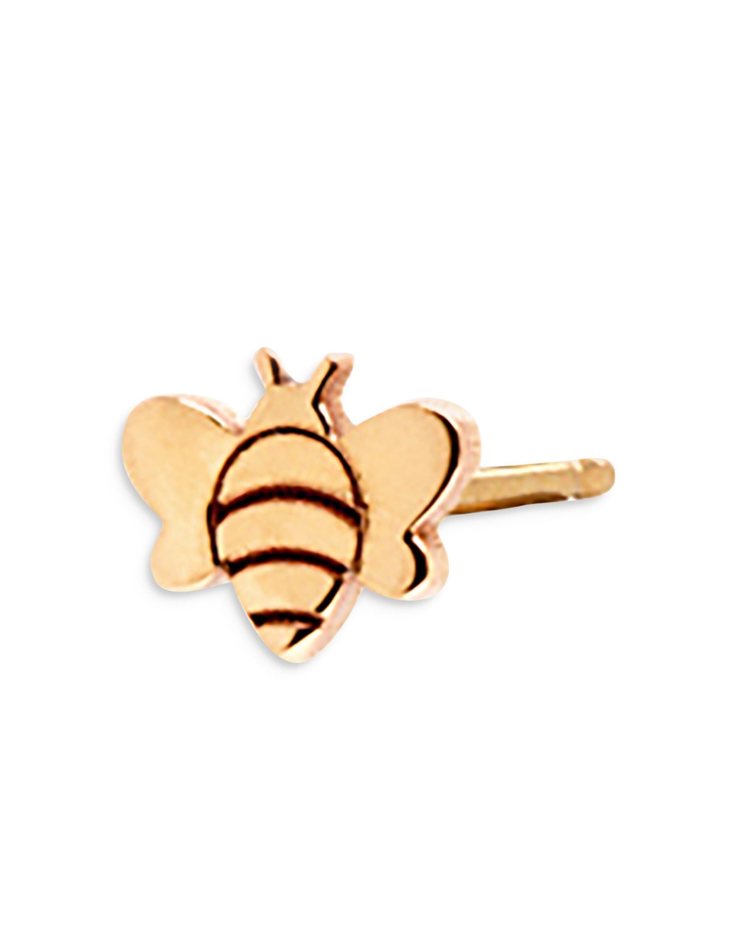 14K Yellow Gold Itty Bitty Bee Single Stud Earring