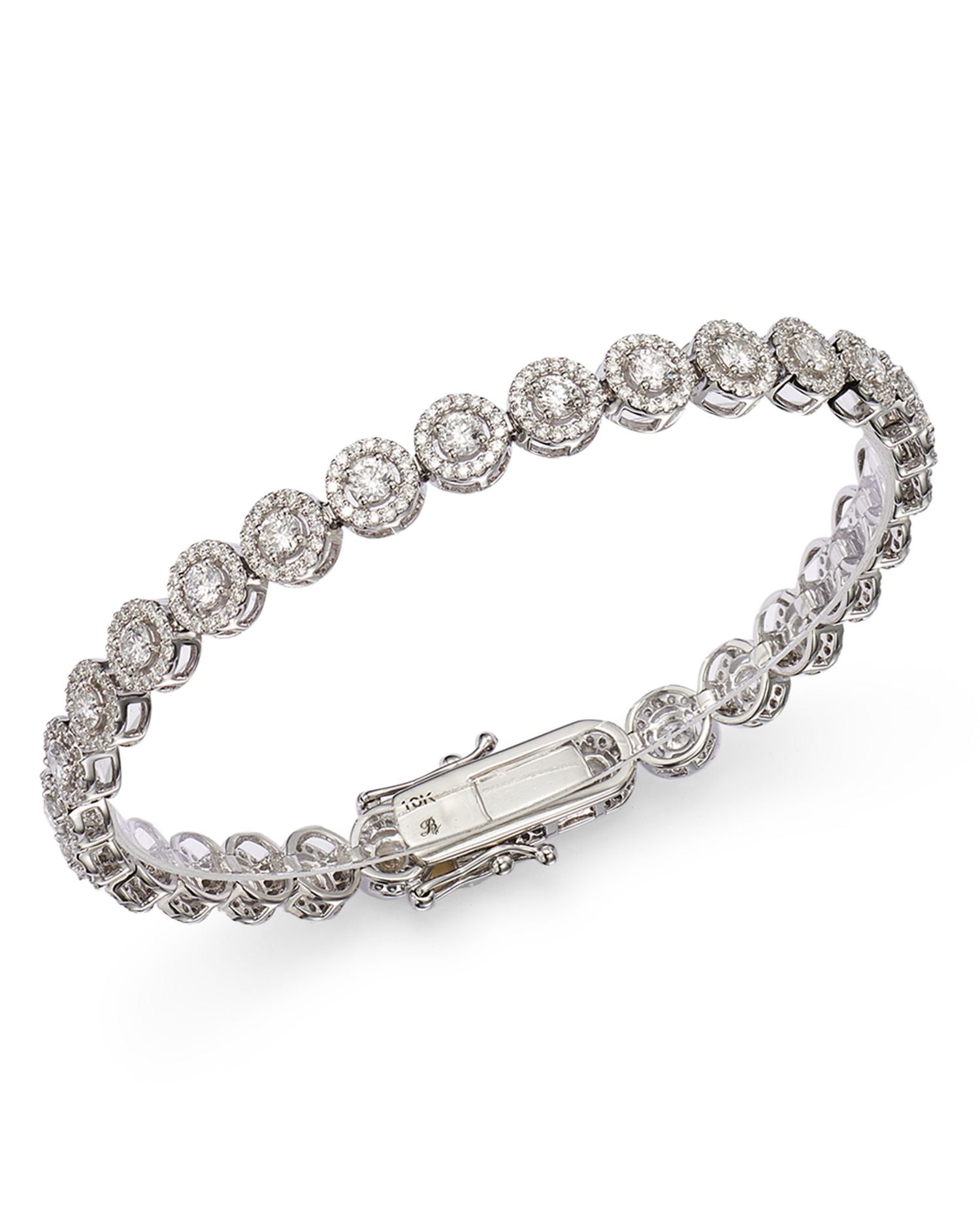 Diamond Halo Tennis Bracelet in 14K White Gold, 4.0 ct. t.w. - Exclusive