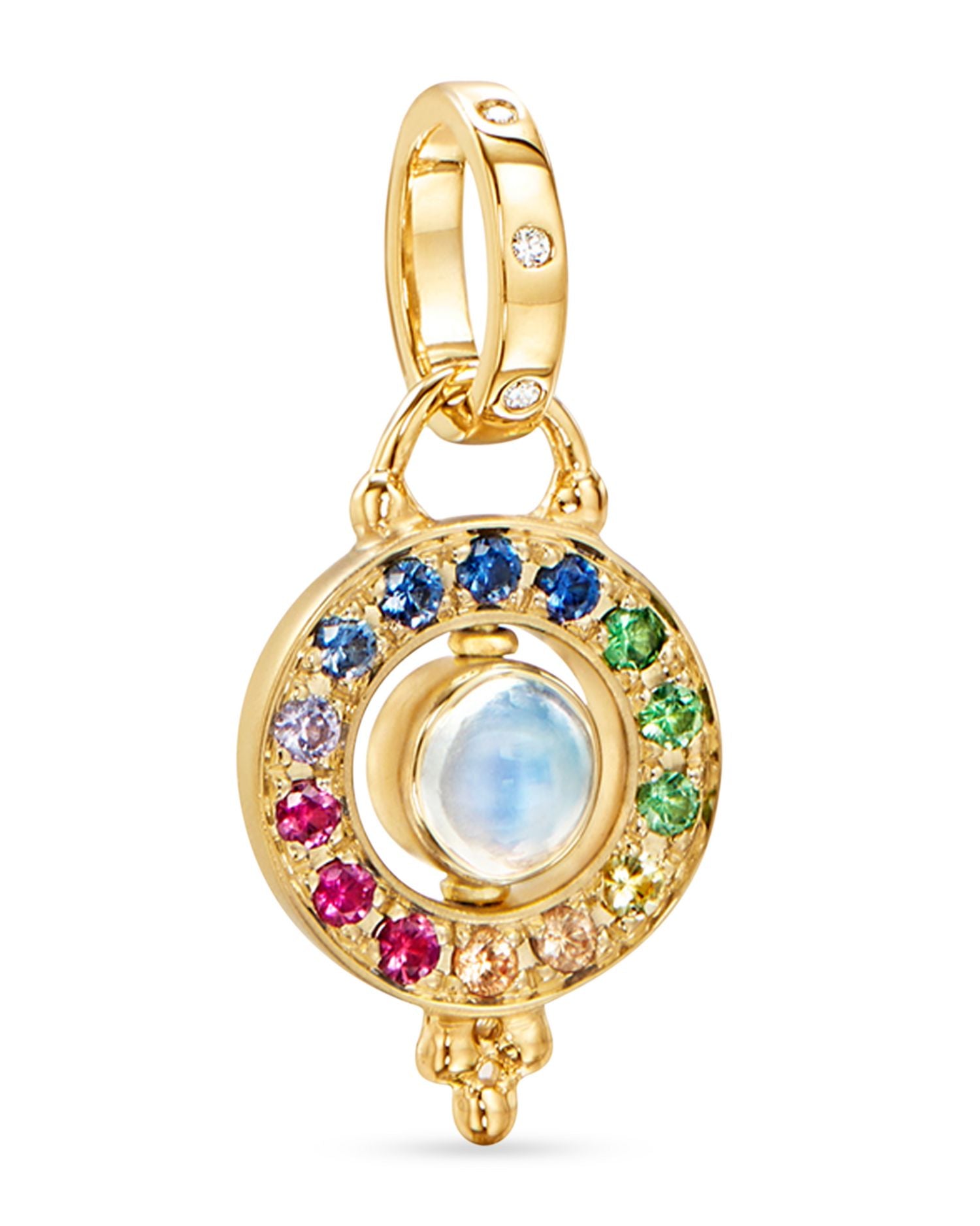 18K Yellow Gold Celestial Multi-Gemstone Orbital Pendant