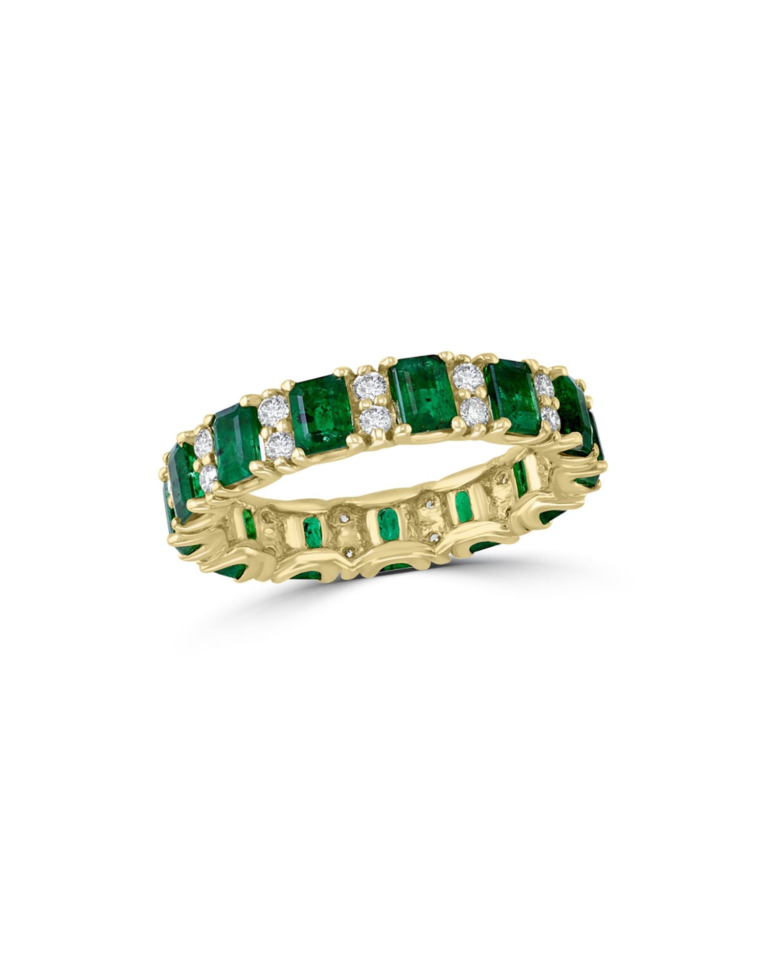 Emerald & Diamond Ring in 14K Yellow Gold - Exclusive