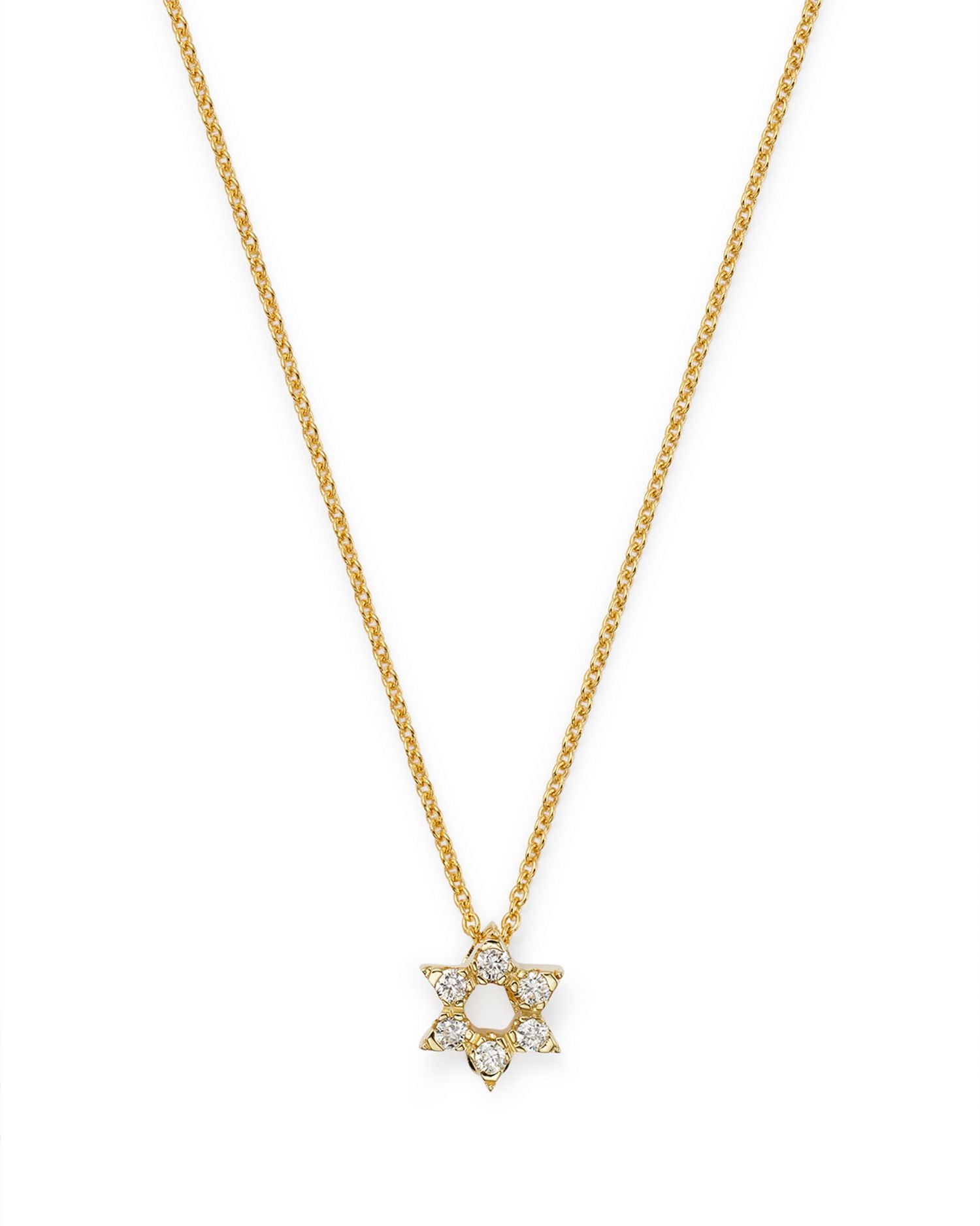 18K Yellow Gold Diamond Star of David Pendant Necklace, 16-18'