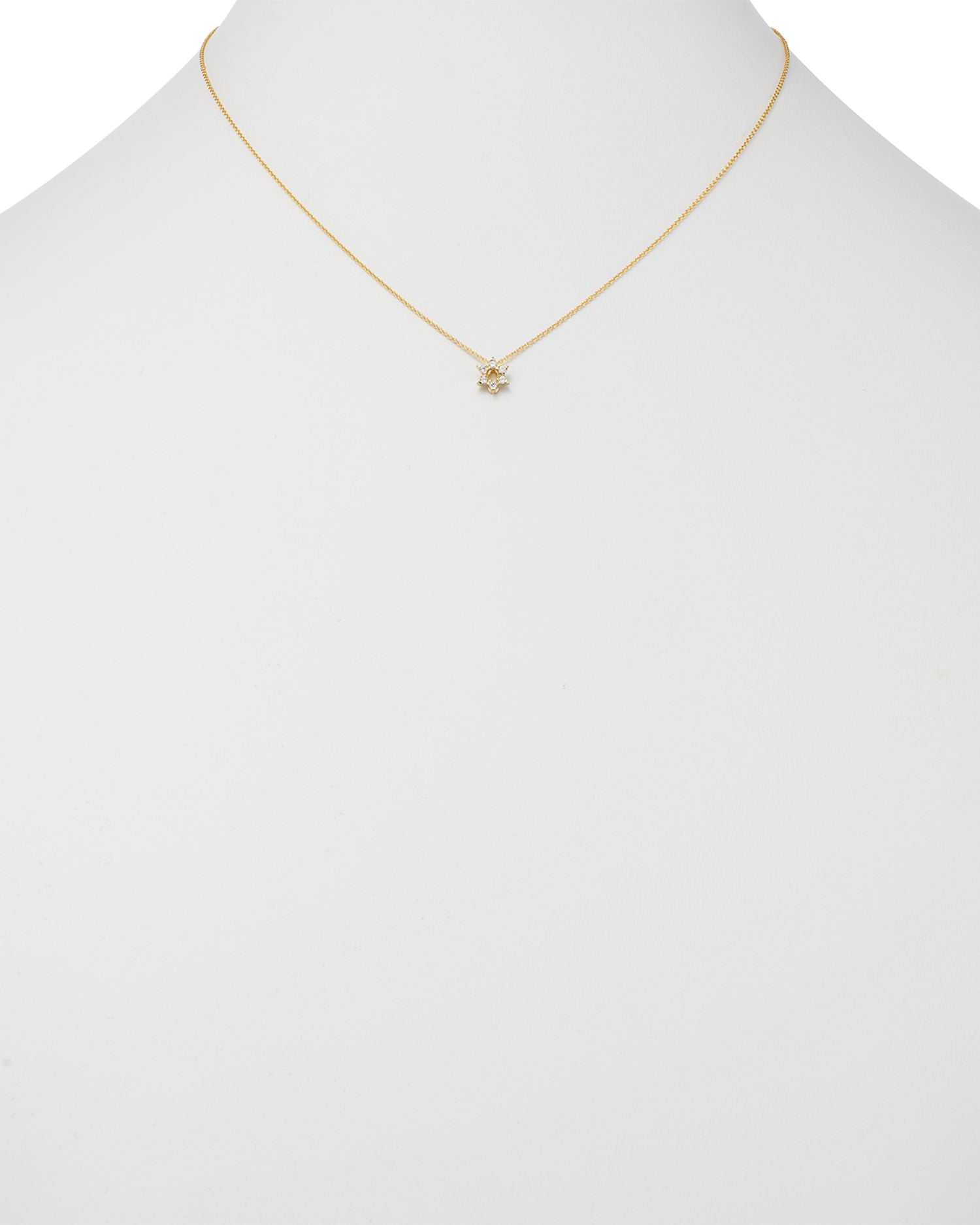 18K Yellow Gold Diamond Star of David Pendant Necklace, 16-18'