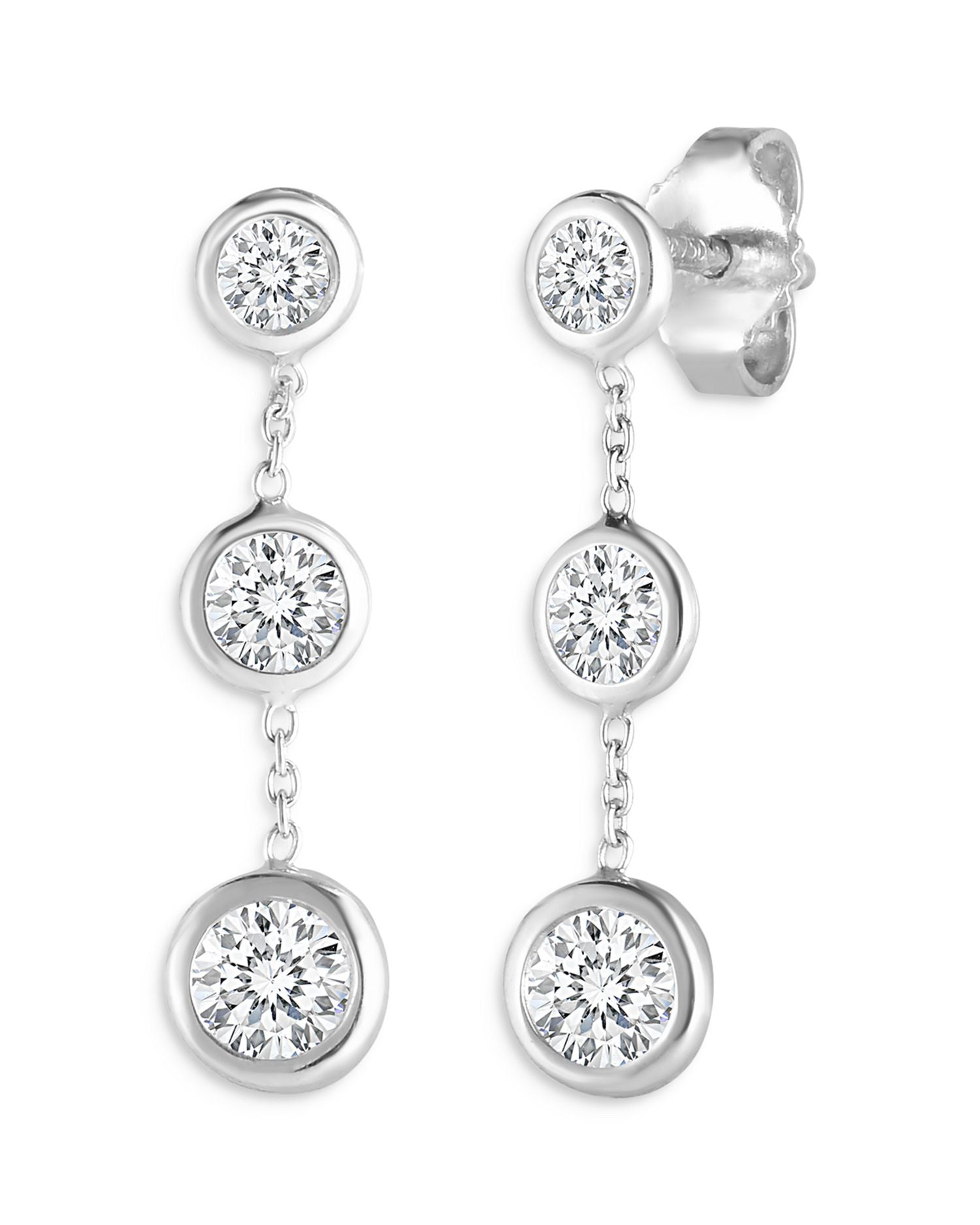 18K White Gold Diamond Drop Earrings