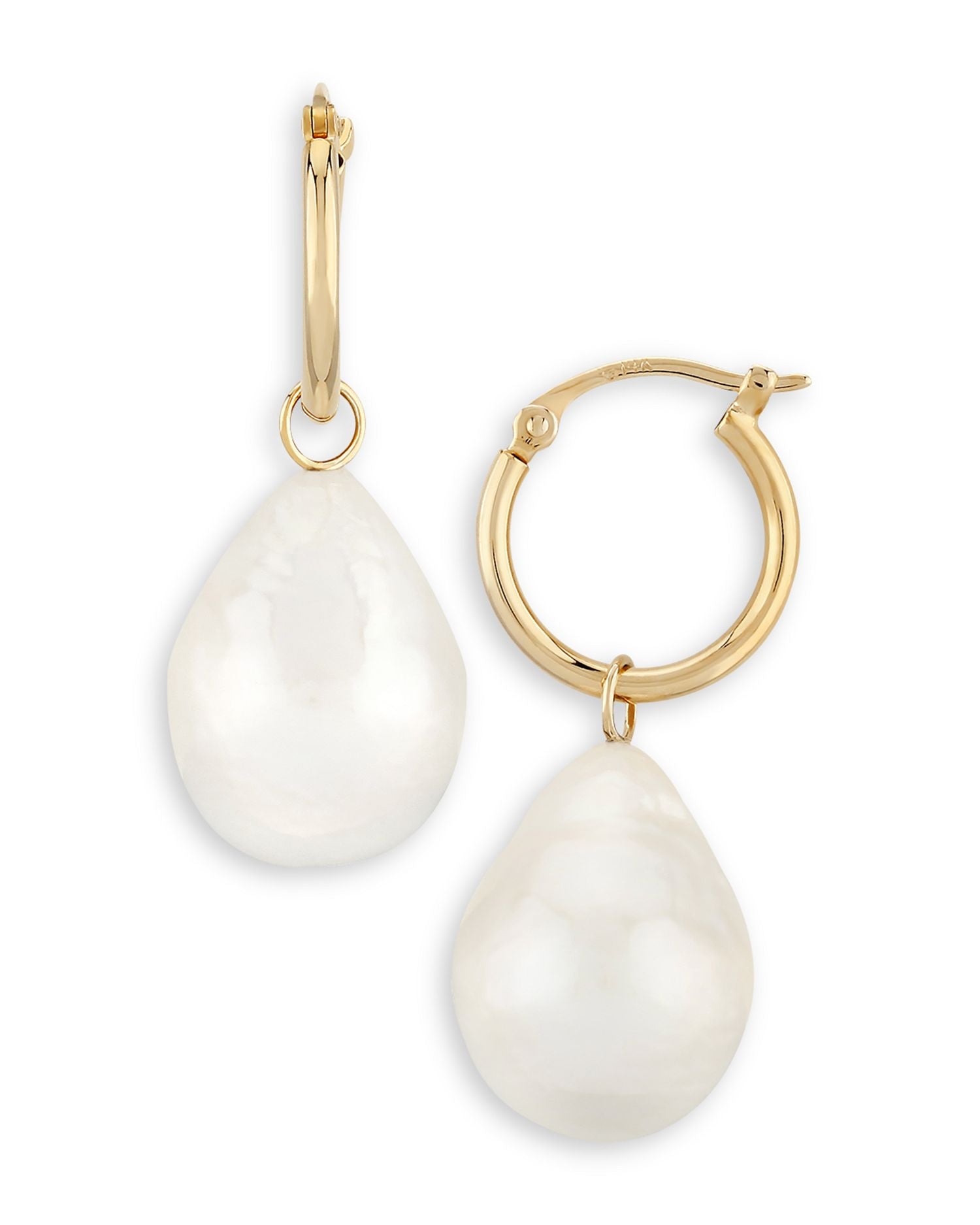 Baroque Cultured Pearl Drop Hoop Earrings in 14K Gold - Exclusive