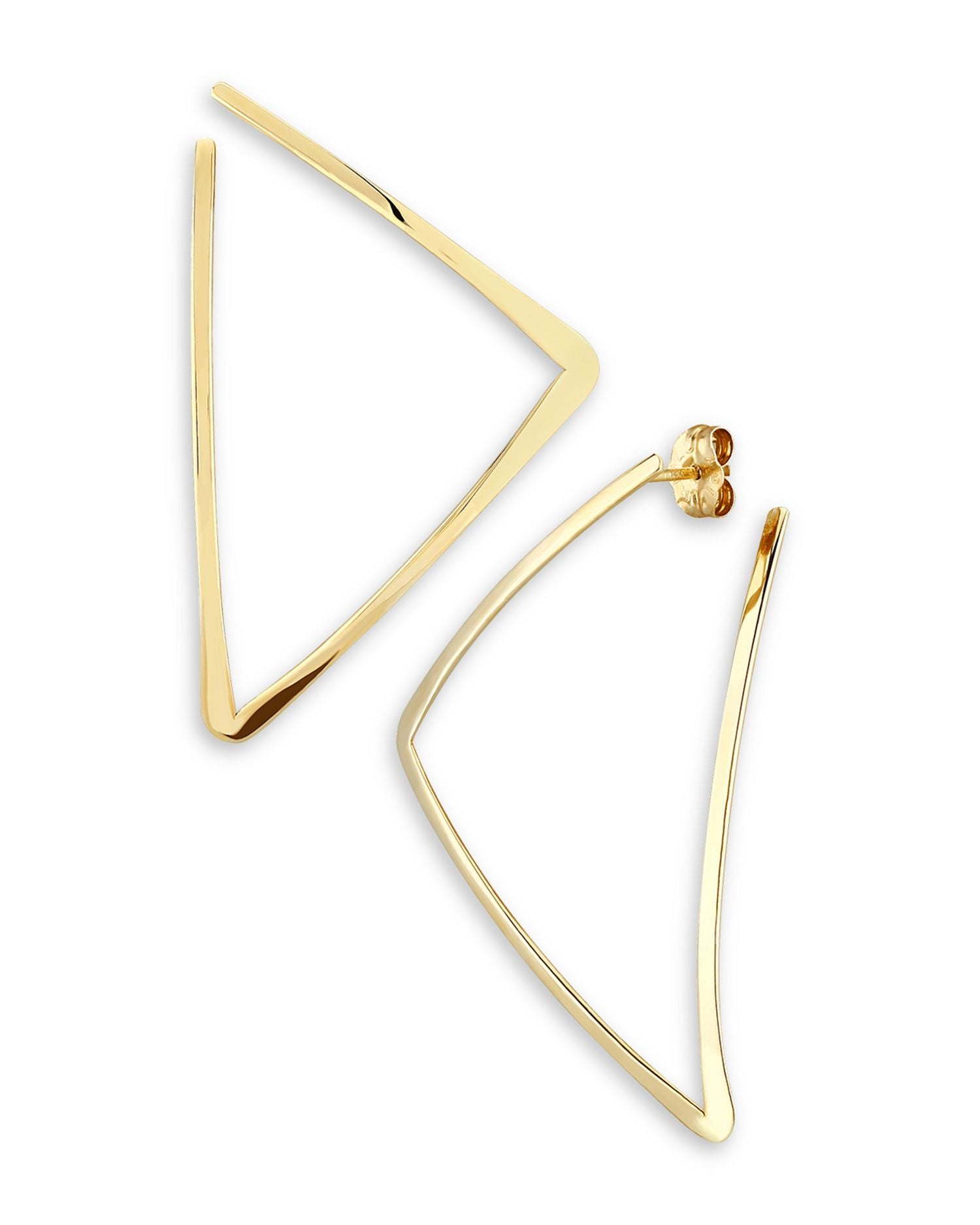 Triangle Offset Hoop Earrings in 14K Yellow Gold - Exclusive