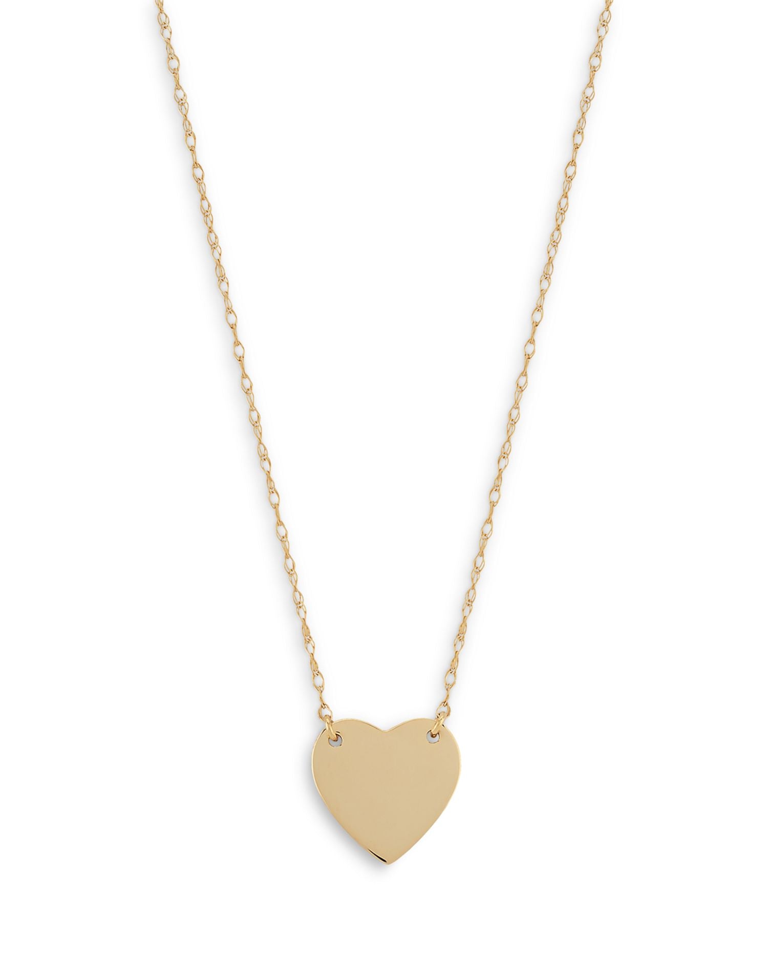14K Yellow Gold Heart Pendant Necklace, 16-18'