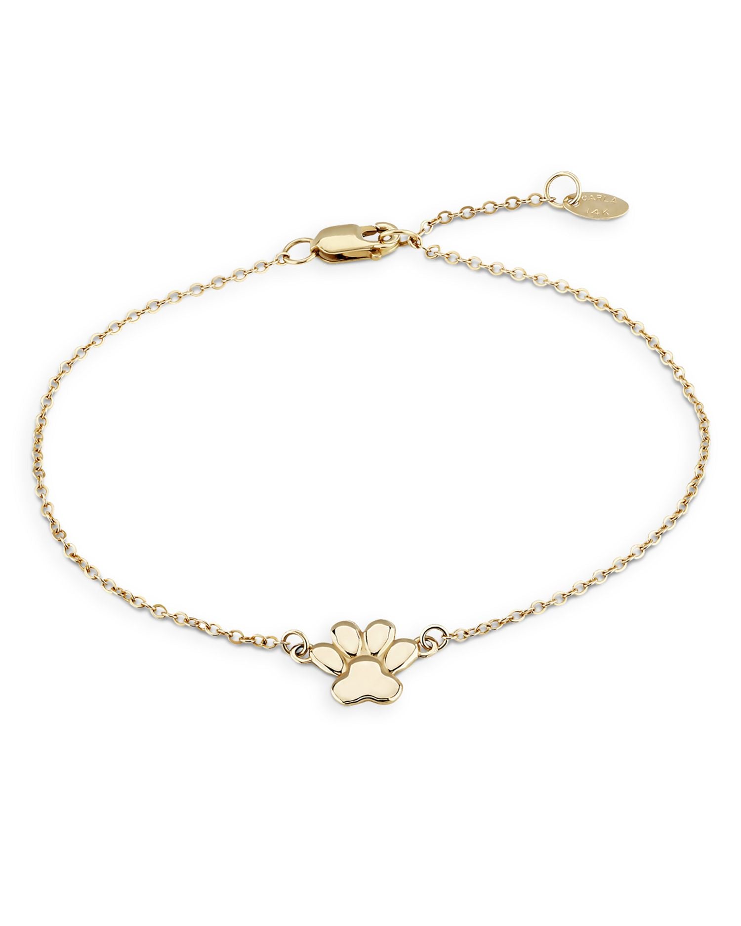 14K Yellow Gold Dog Paw Chain Bracelet
