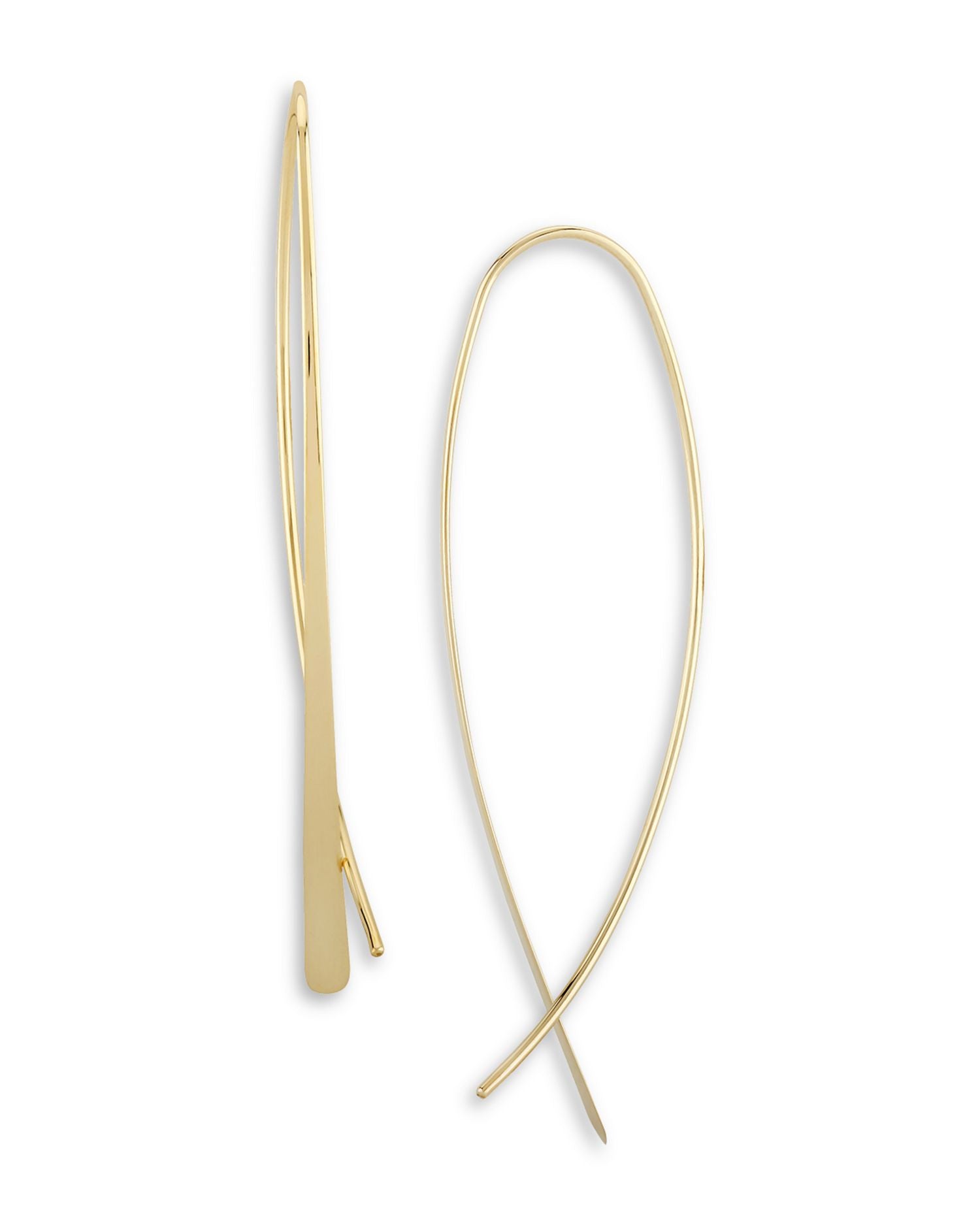 14K Yellow Gold Tapered Teardrop Threader Earrings