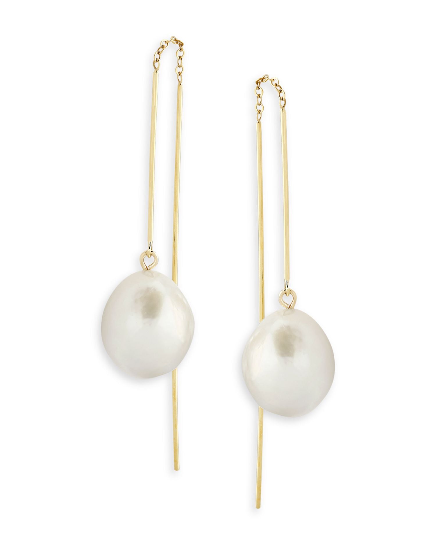 Baroque Cultured Freshwater Pearl Threader Earrings in 14K Yellow Gold - Exclusive