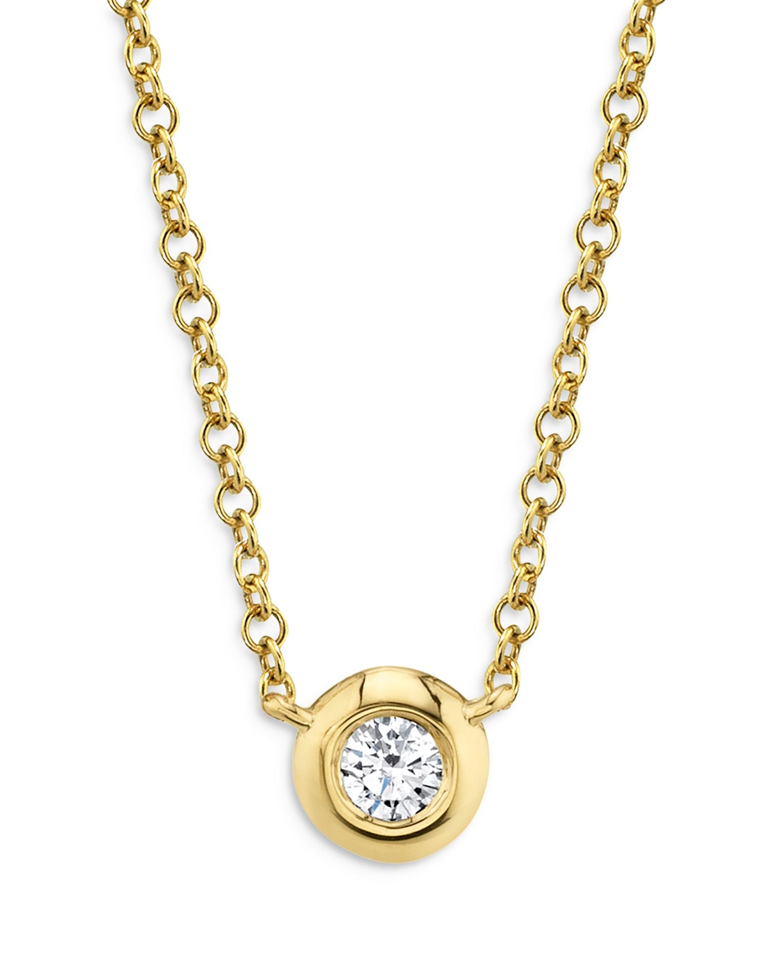 14K Yellow Gold Bezel-Set Diamond Pendant Necklace, 18' - Exclusive