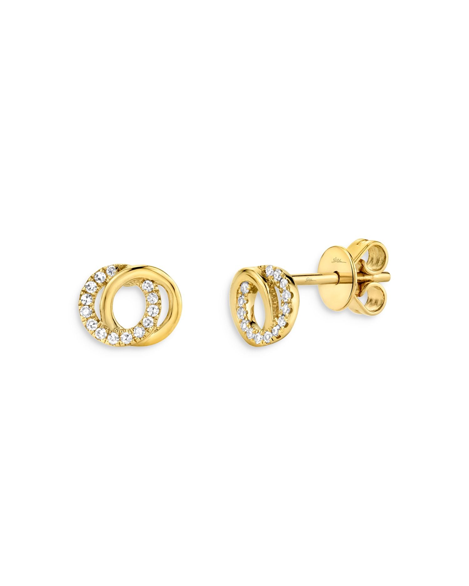 14K Yellow Gold Diamond Knot Stud Earrings - Exclusive