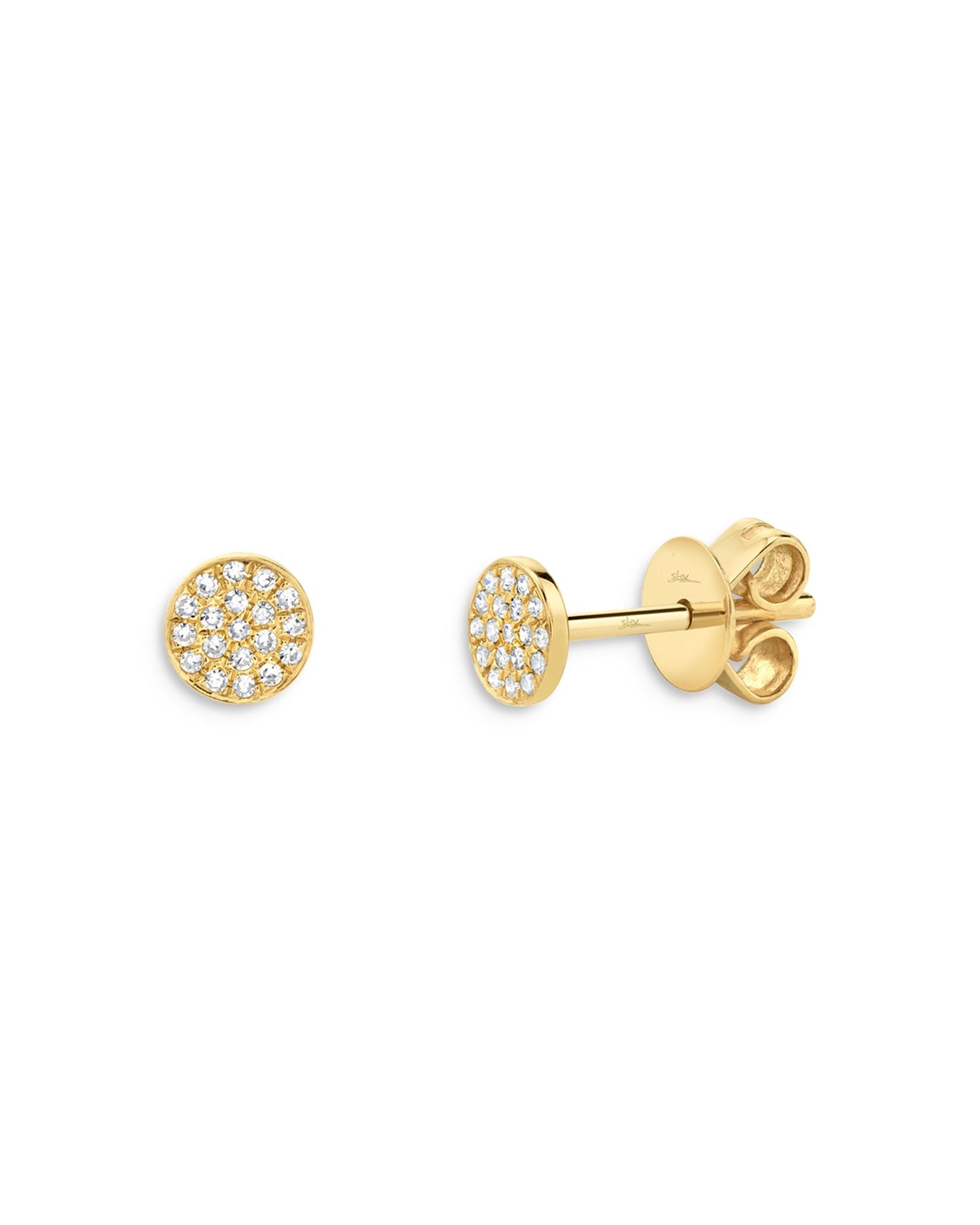 14K Yellow Gold Diamond Circle Stud Earrings - Exclusive