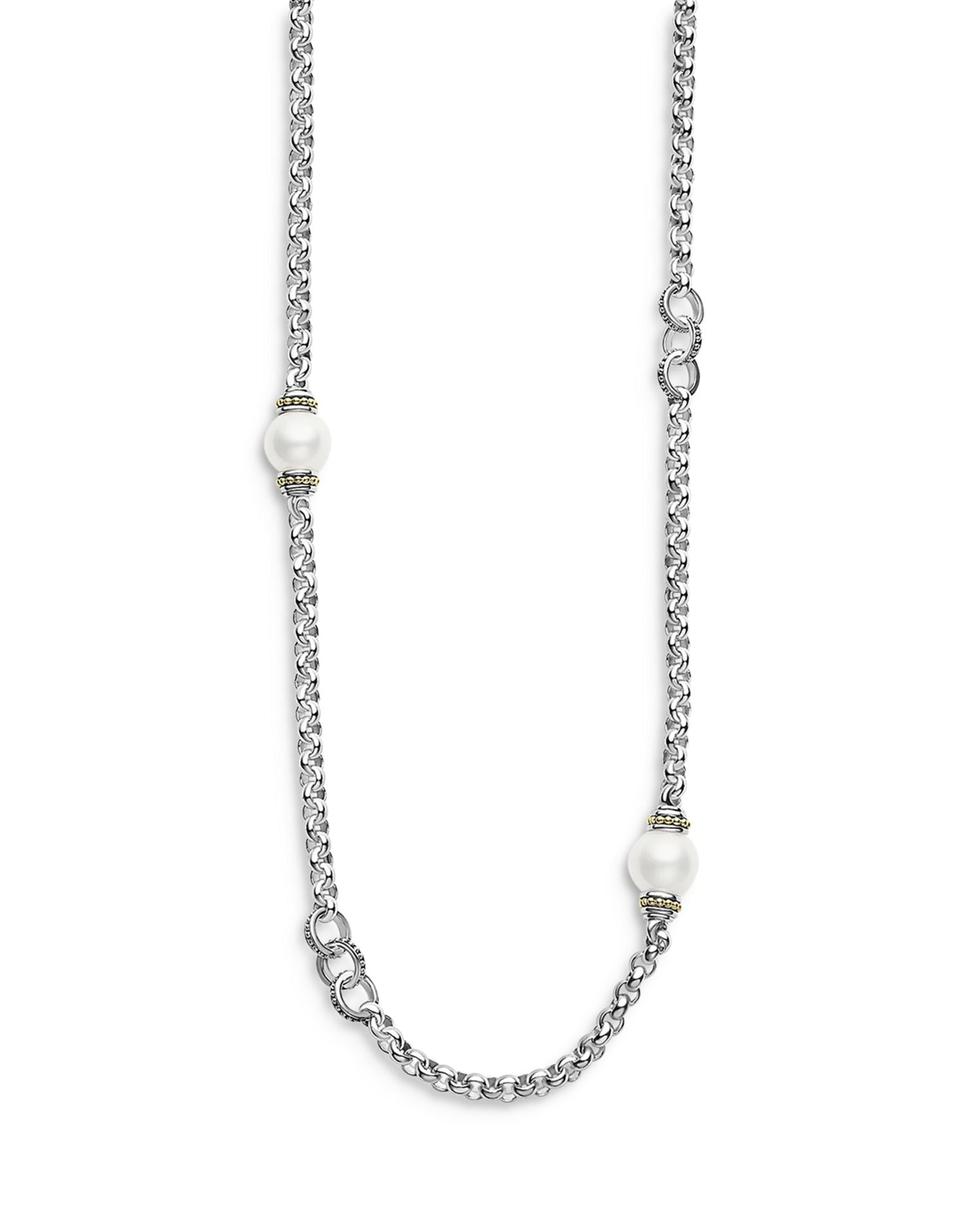 Sterling Silver Signature Caviar Cultured Freshwater Pearl Station Necklace, 34'