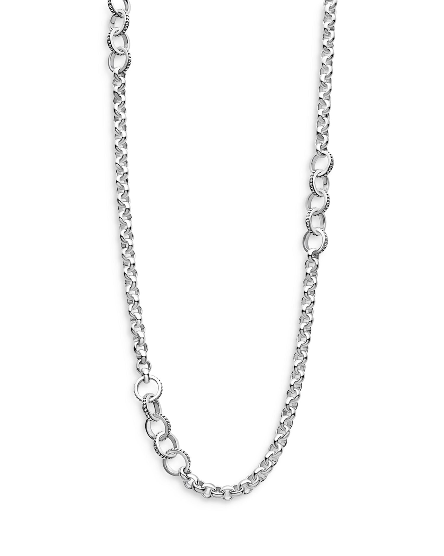 Sterling Silver Signature Caviar Station Necklace, 34'