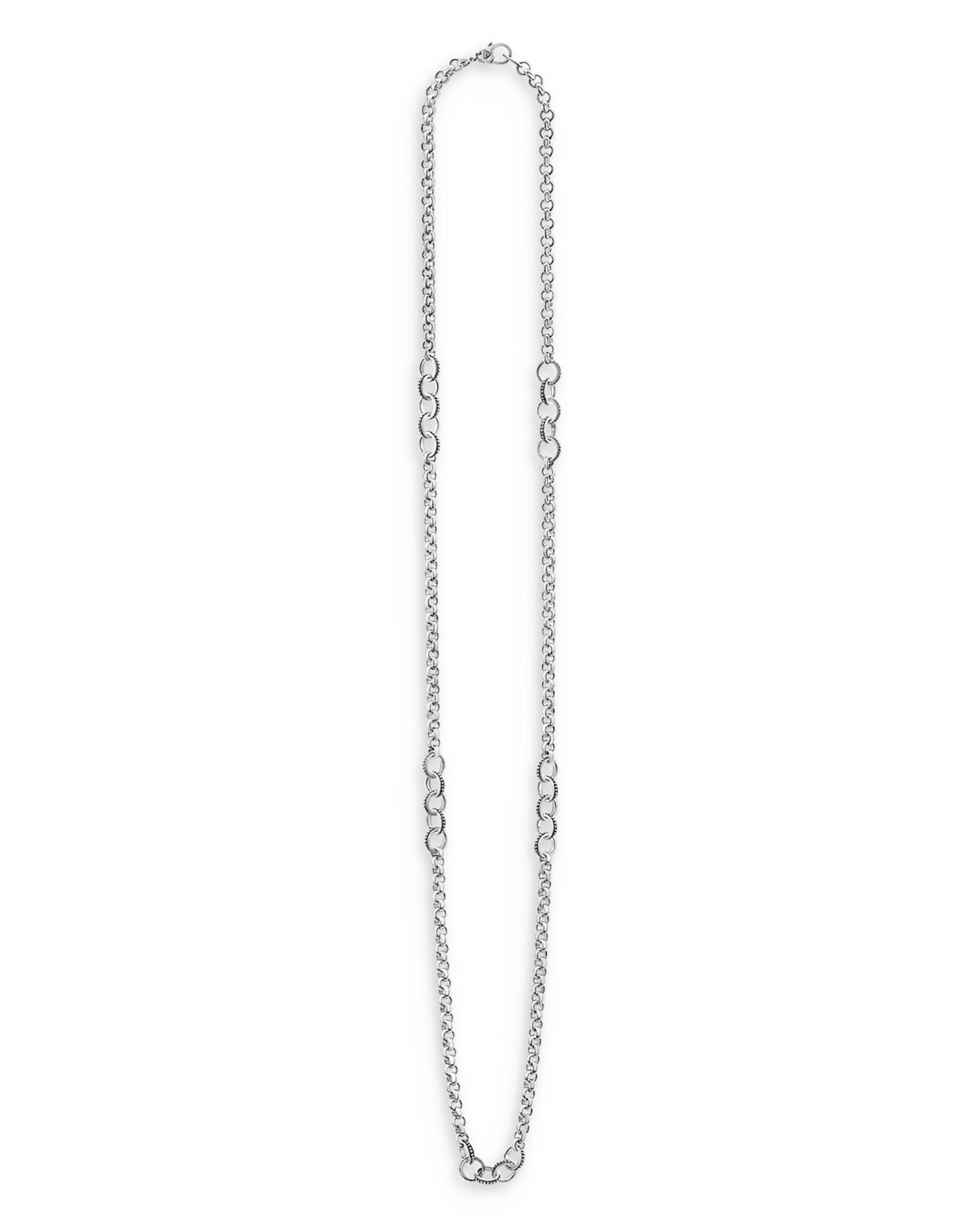 Sterling Silver Signature Caviar Station Necklace, 34'