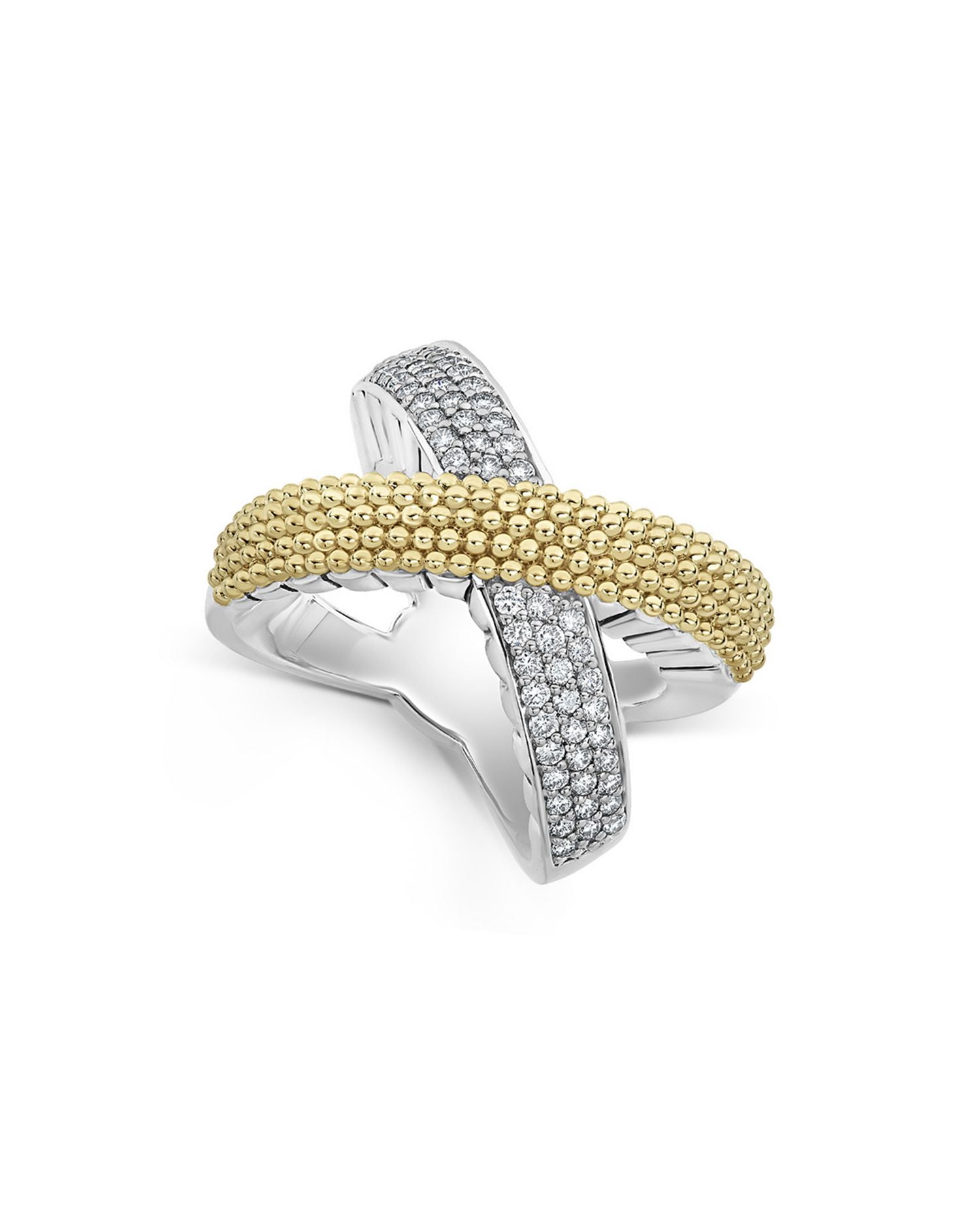 Sterling Silver & 18K Yellow Gold Caviar Lux Diamond Ring