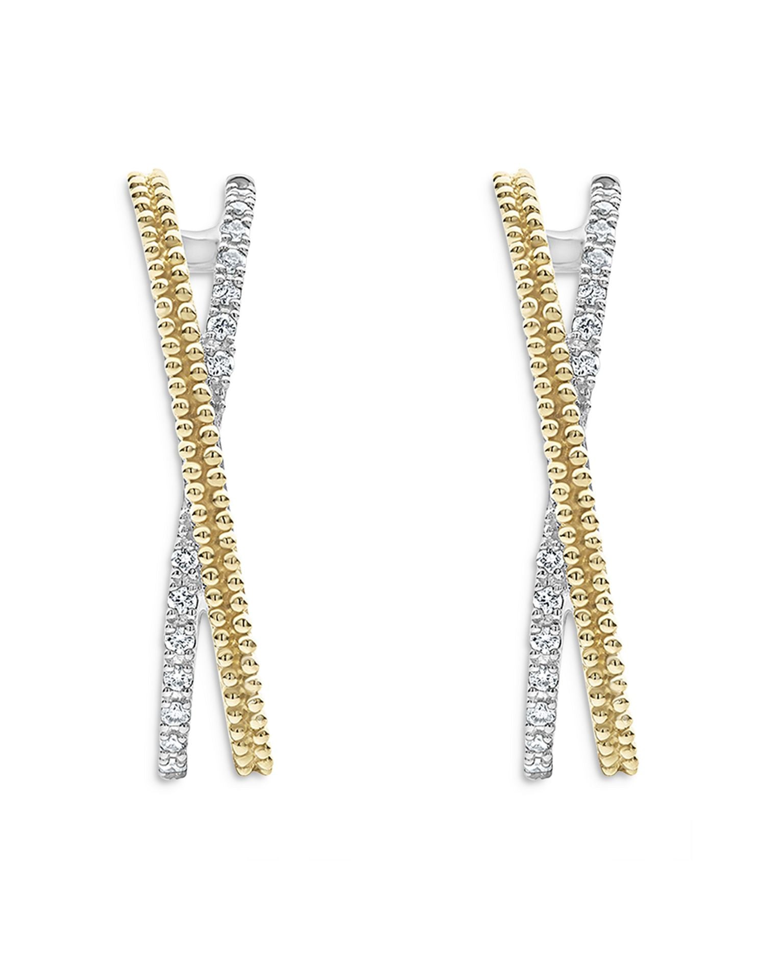 Sterling Silver & 18K Yellow Gold Caviar Lux Diamond Hoop Earrings