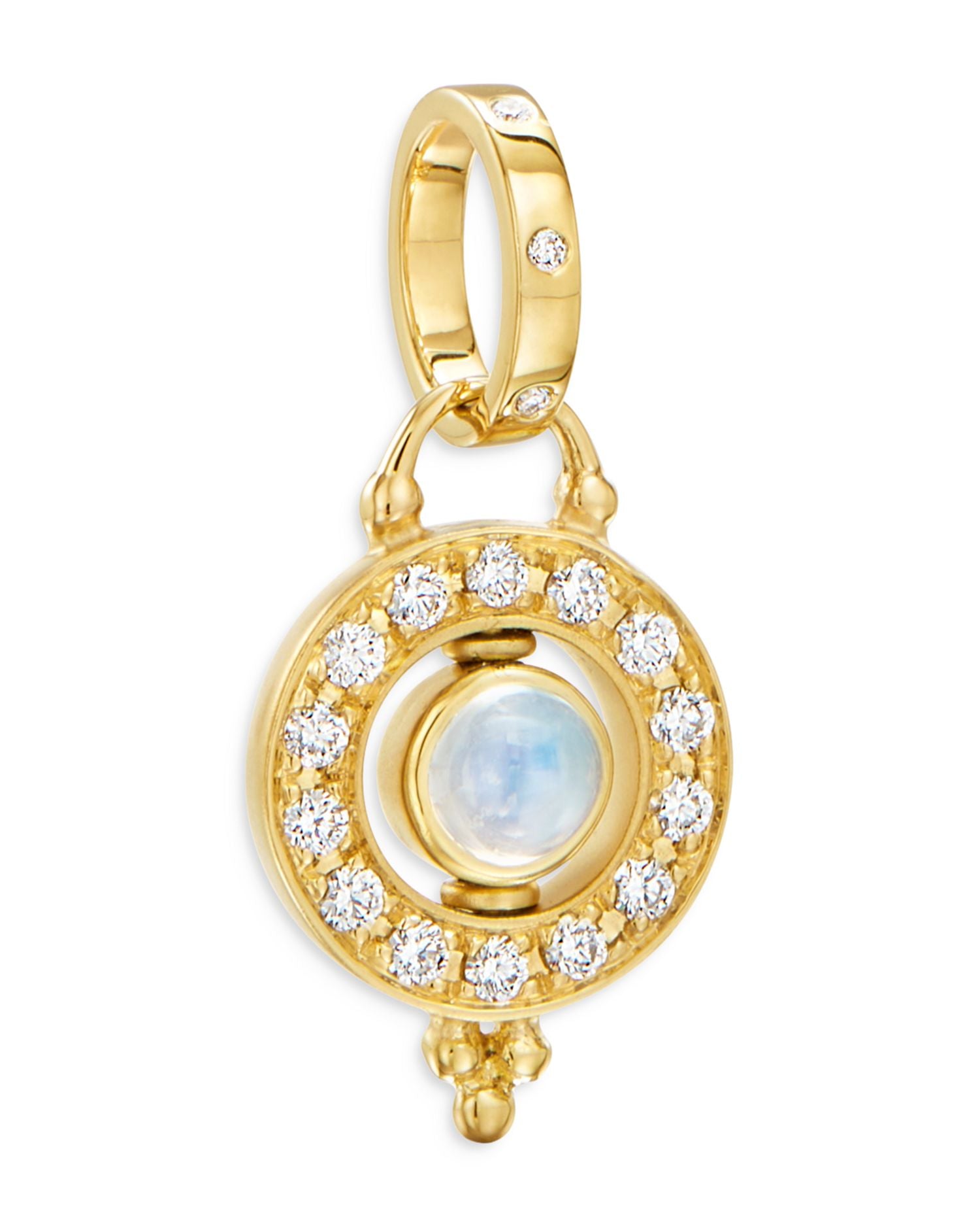 18K Yellow Gold Celestial Blue Moonstone & Diamond Mini Orbit Pendant