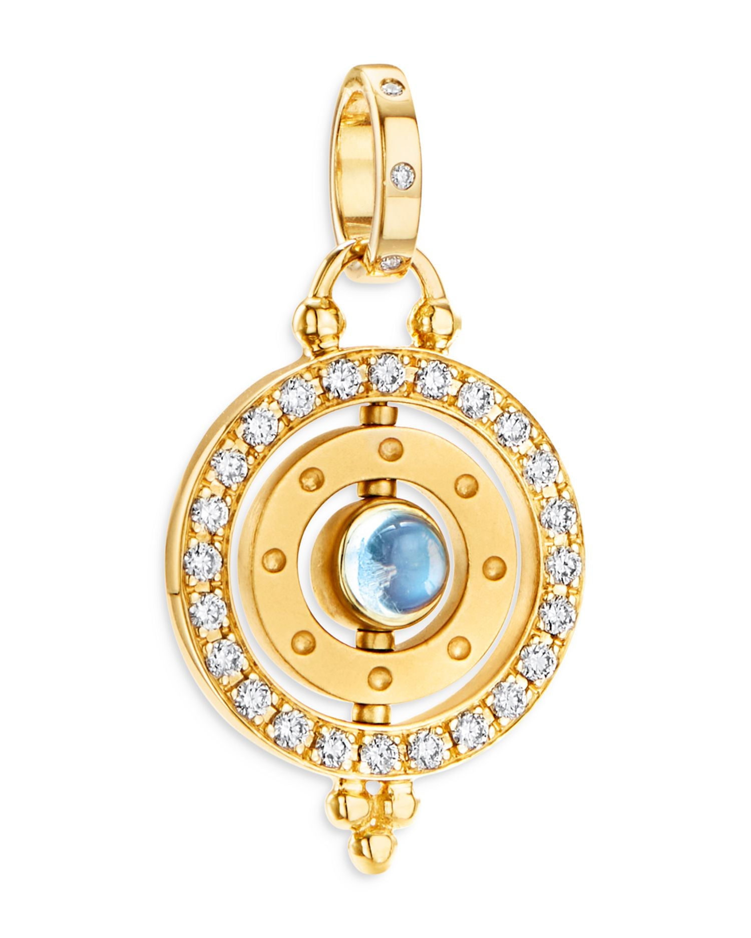 18K Yellow Gold Celestial Blue Moonstone & Diamond Orbit Pendant