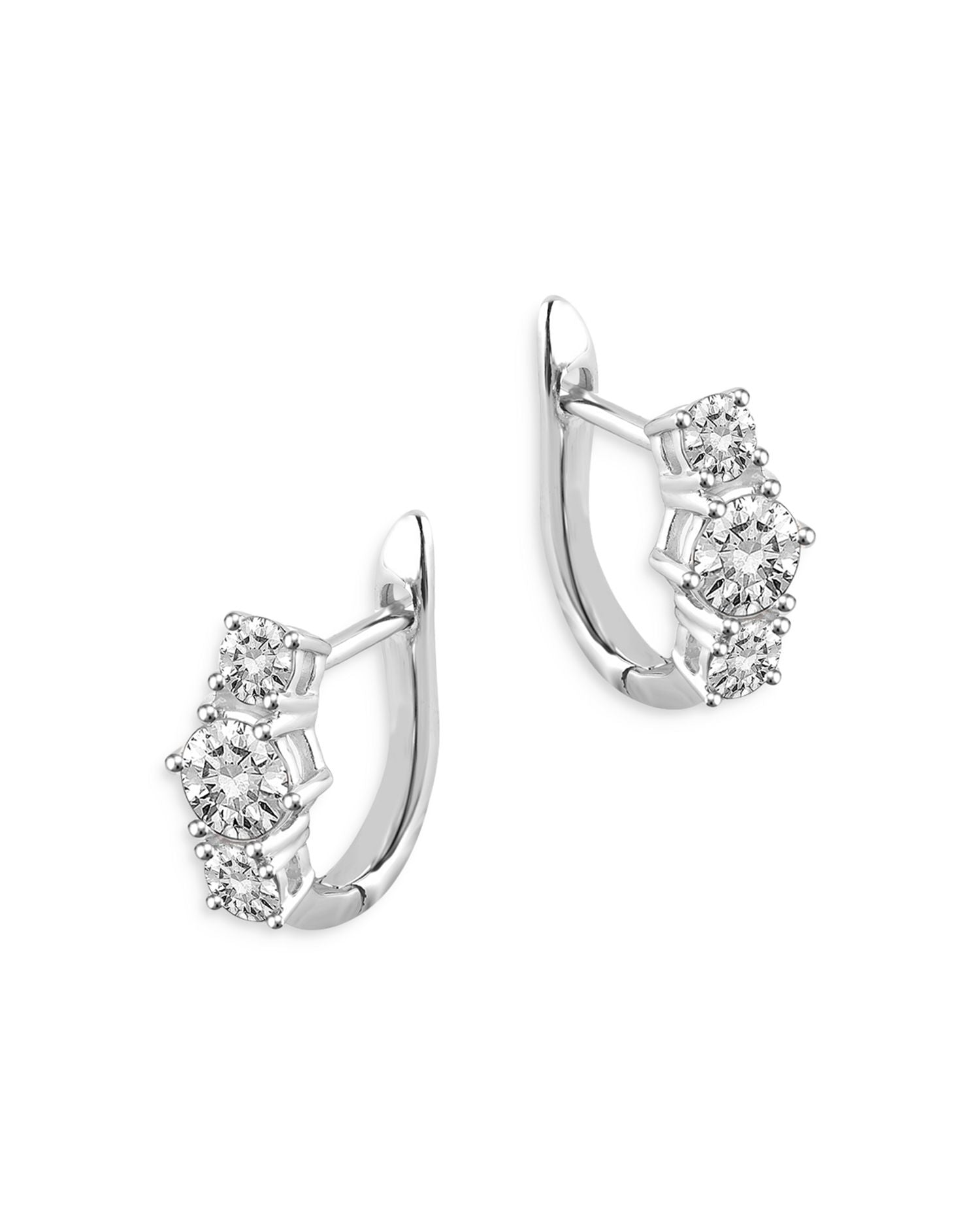Diamond Huggie Hoop Earrings in 14K White Gold, 1.0 ct. t.w. - Exclusive
