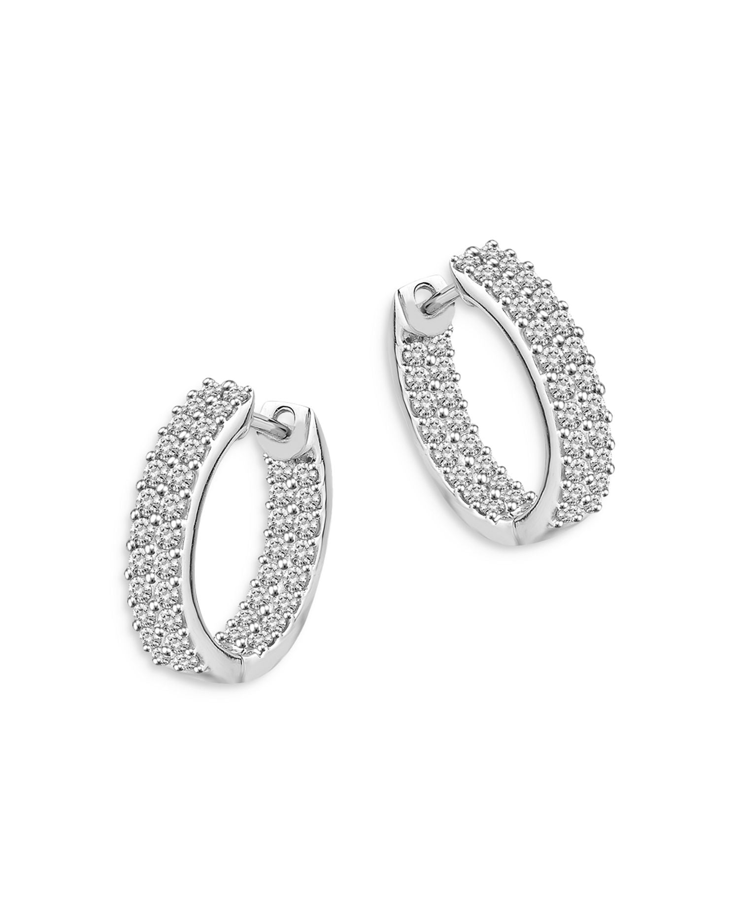 Diamond Inside Out Hoop Earrings in 14K White Gold, 1.0 ct. t.w. - Exclusive