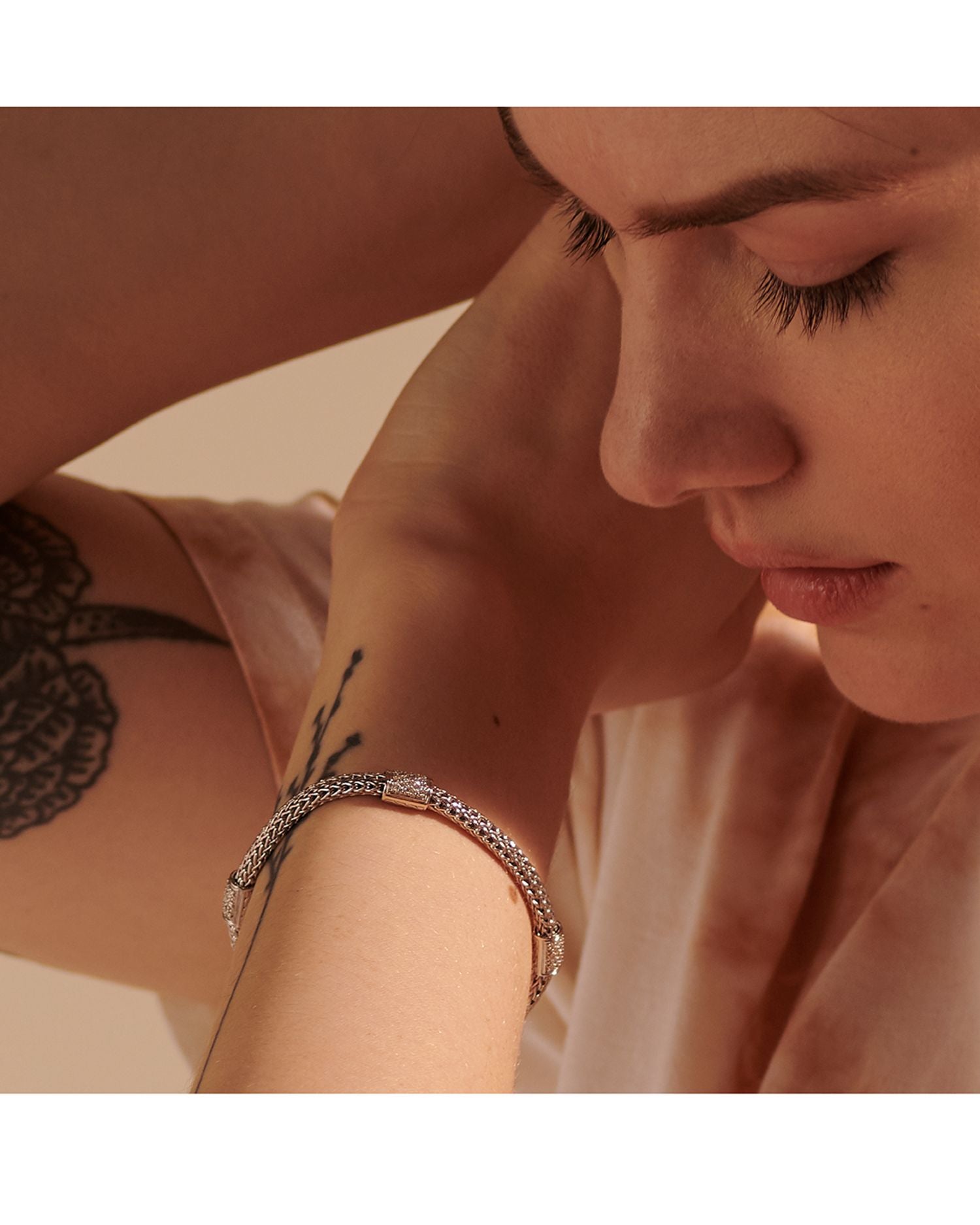 Sterling Silver Classic Diamond Pavé Station Chain Bracelet