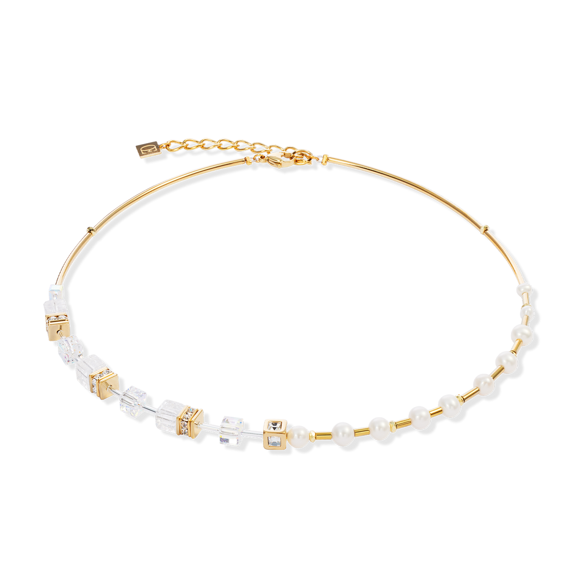 Necklace GeoCUBE® Fusion Precious Pearl Mix gold-white