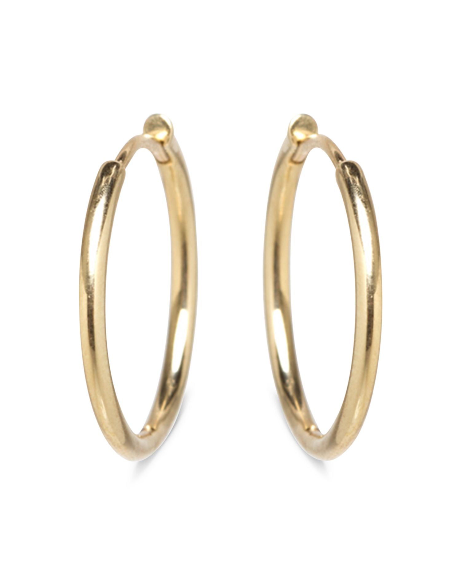 14K Yellow Gold Medium Huggie Hoop Earrings