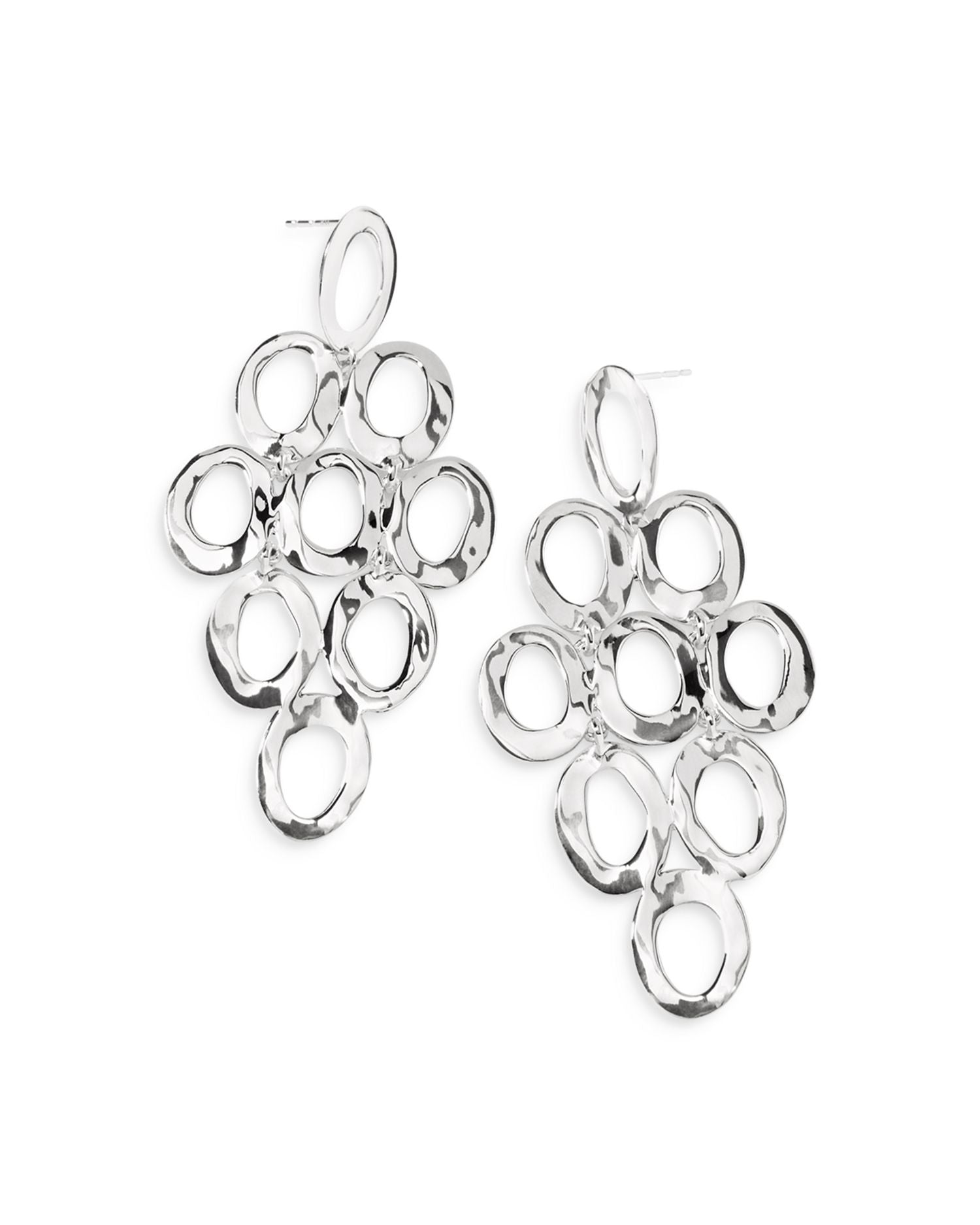 Sterling Silver Open Oval Cascade Earrings