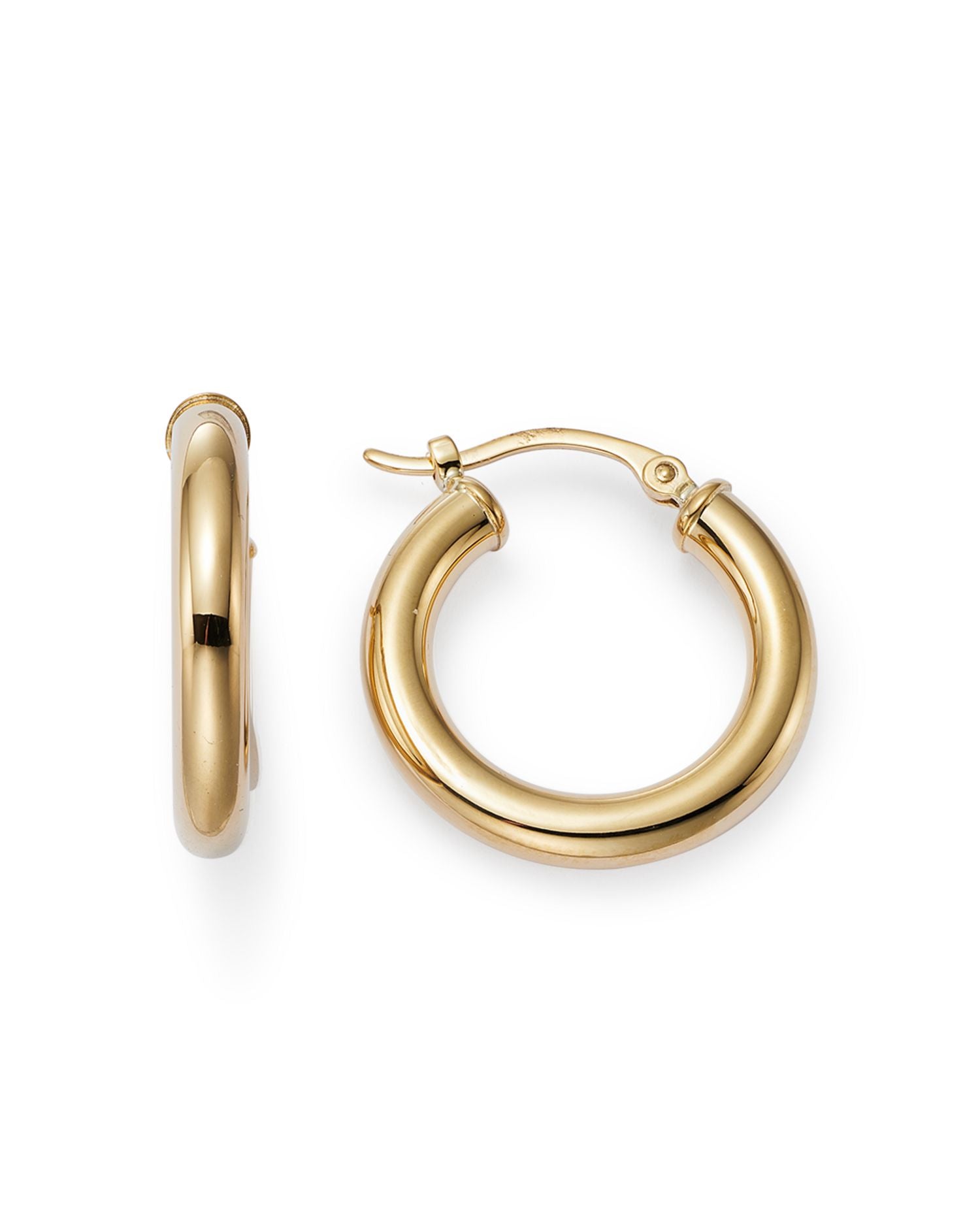14K Yellow Gold Tube Hoop Earrings - Exclusive