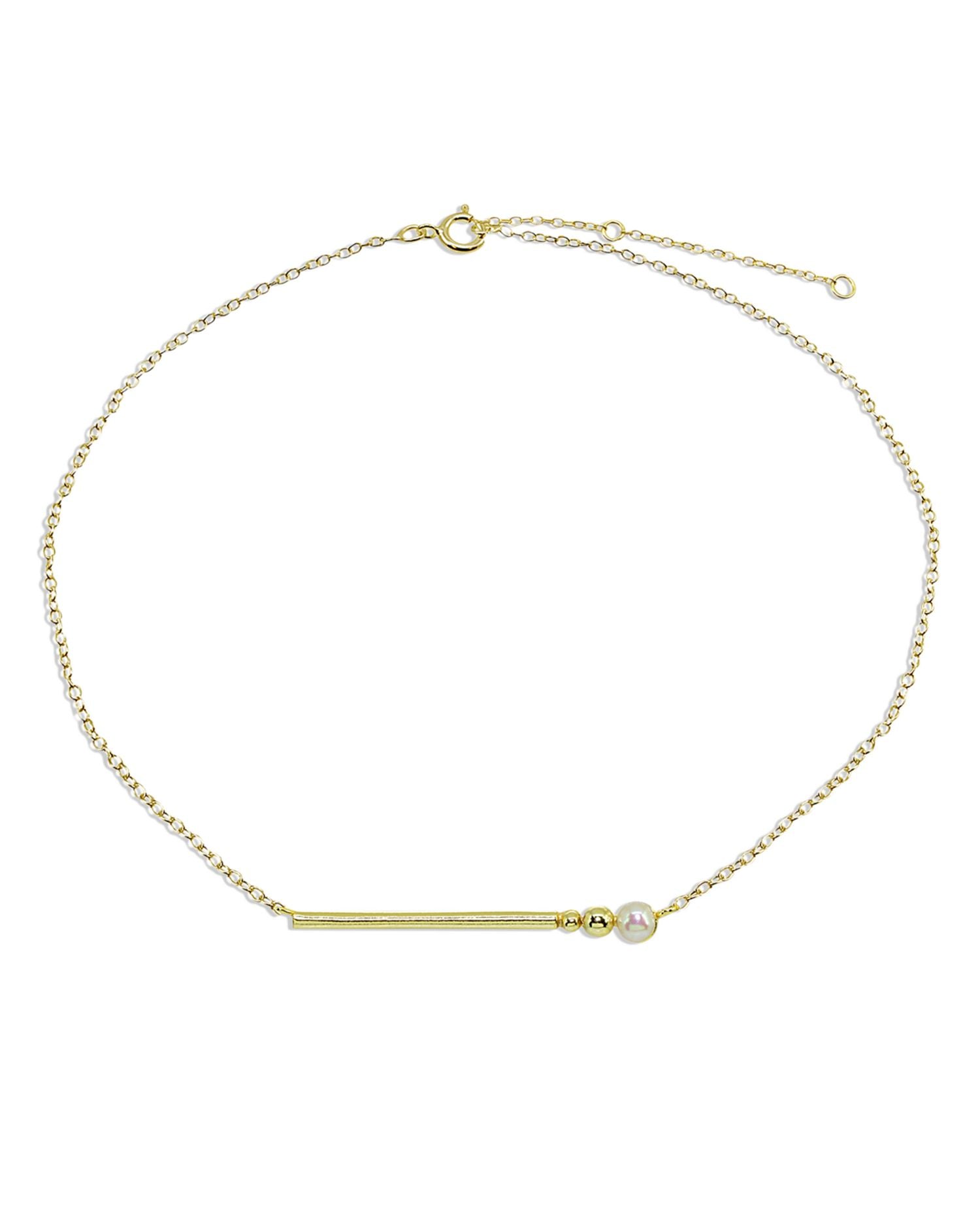 18K Gold-Plated Sterling Silver Freshwater Pearl Bar Necklace - Exclusive