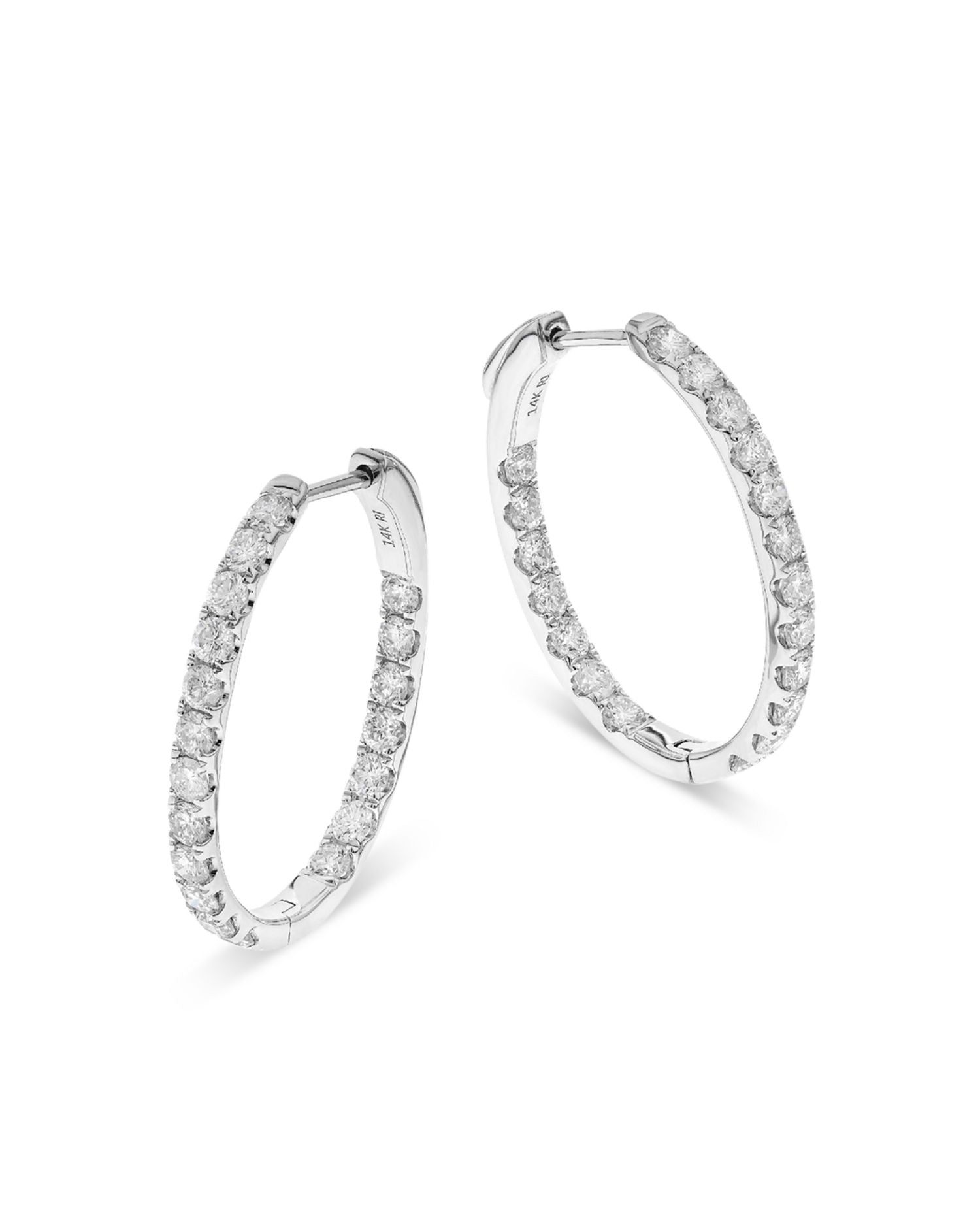 Diamond Inside-Out Oval Hoop Earrings in 14K White Gold, 1.90 ct. t.w. - Exclusive