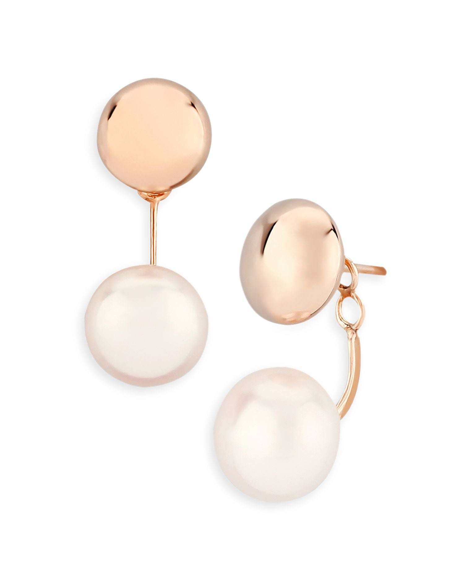 Cultured Freshwater Pearl Front-to-Back Drop Earrings in 14K Rose Gold - Exclusive