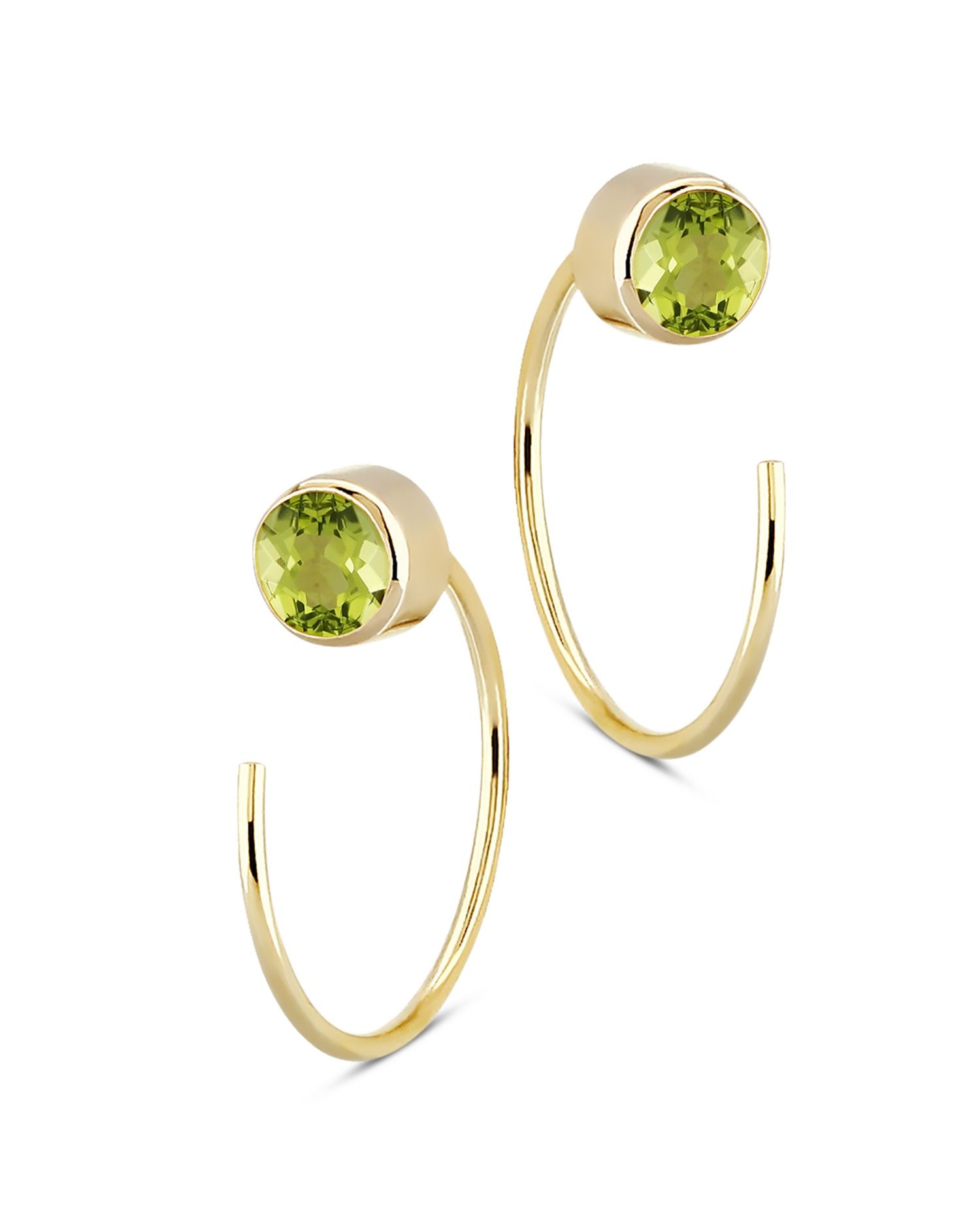 Peridot Stud and Front Back Hoop Earrings in 14K Yellow Gold - Exclusive