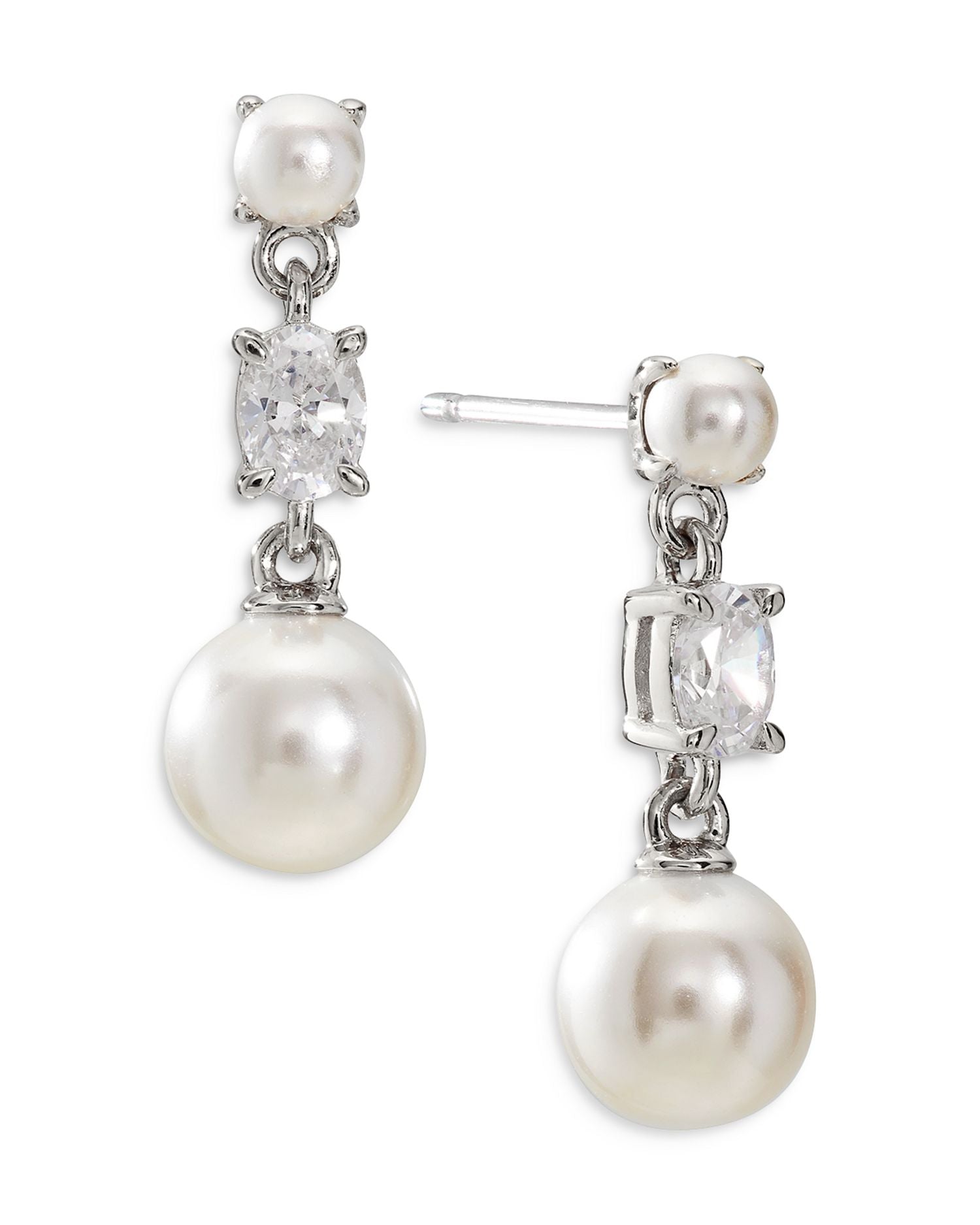 Emilia Imitation Pearl & Cubic Zirconia Small Drop Earrings
