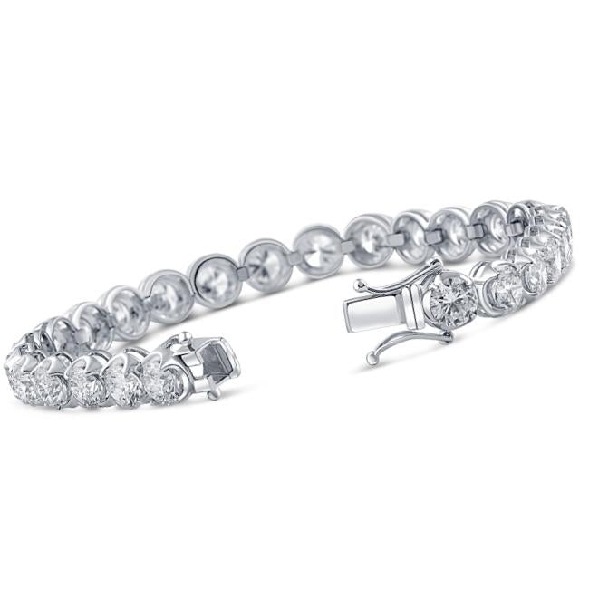 14.55Ct TW Round-Cut Diamond Tennis Bracelet 7' 18k White Gold Lab Grown