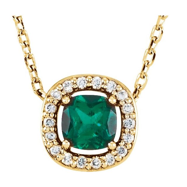 0.05Ct Emerald-Cut Lab-grown and Natural Diamond Necklace in 14K Yellow Gold