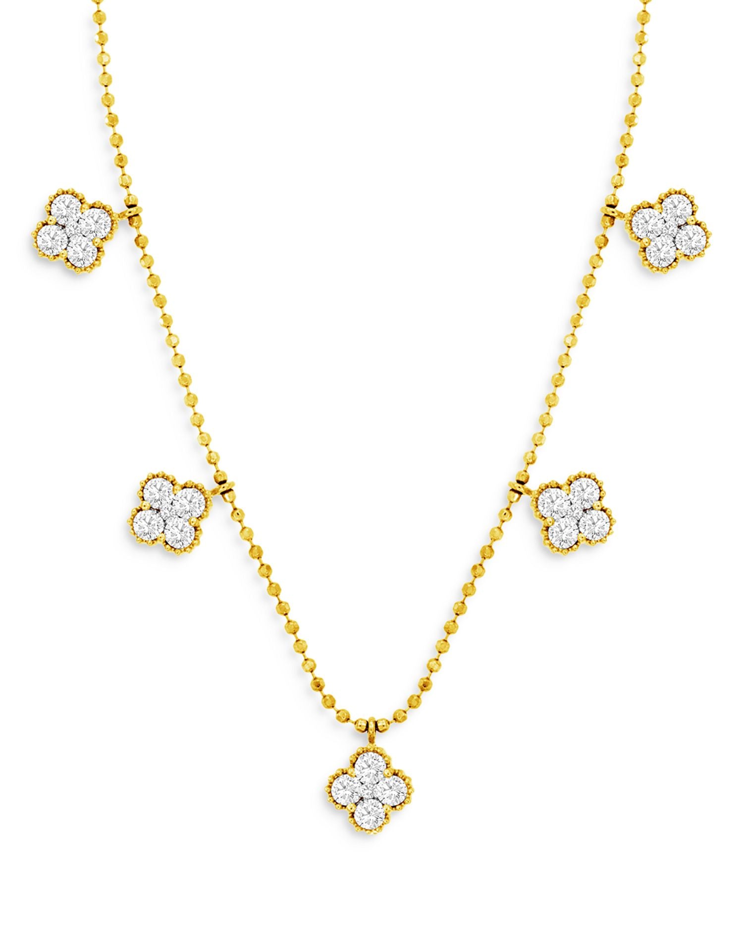 Diamond Clover Station Necklace in 14K Yellow Gold, 1.0 ct. t.w. - Exclusive